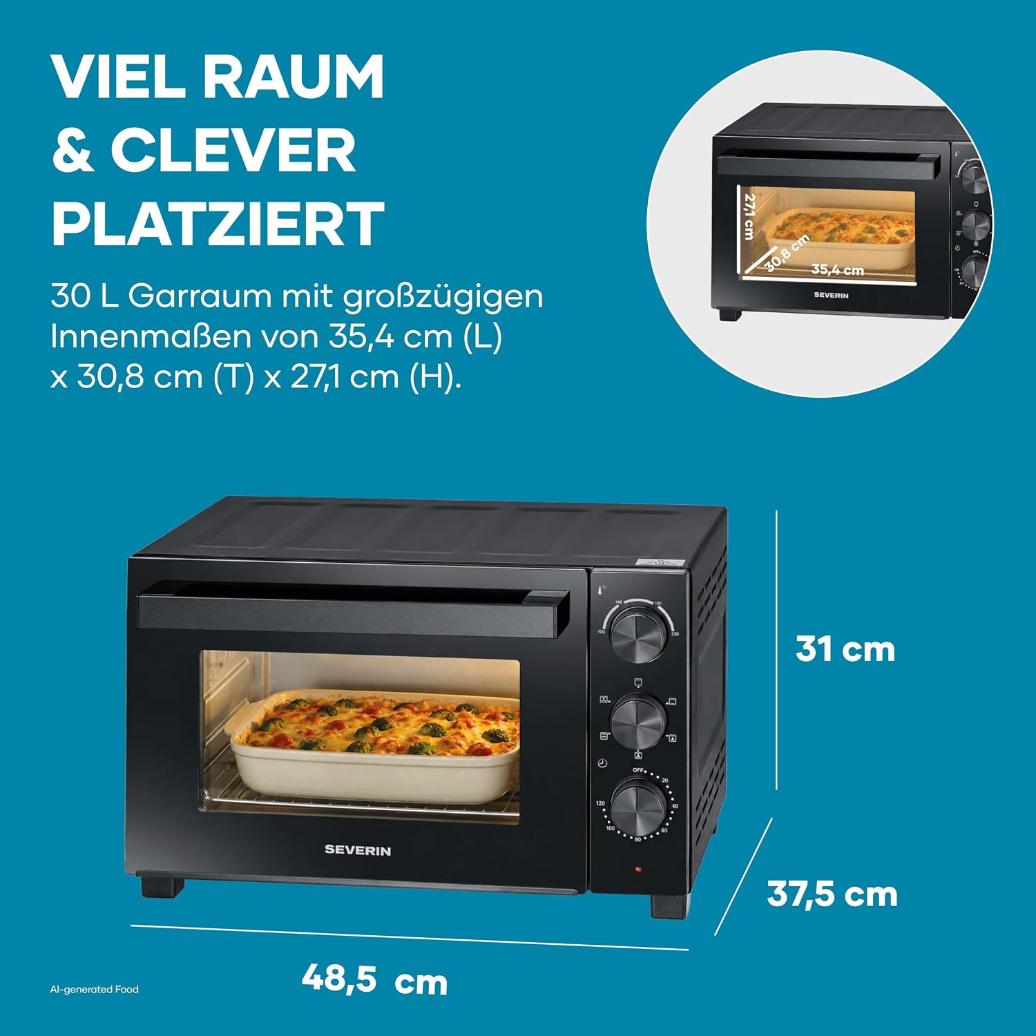 Thumbnail 1 de Severin Back- und Toastofen mit Umluftfunktion (TO 9020): 30 L Kapazität, Drehspieß und Vielseitigkeit
