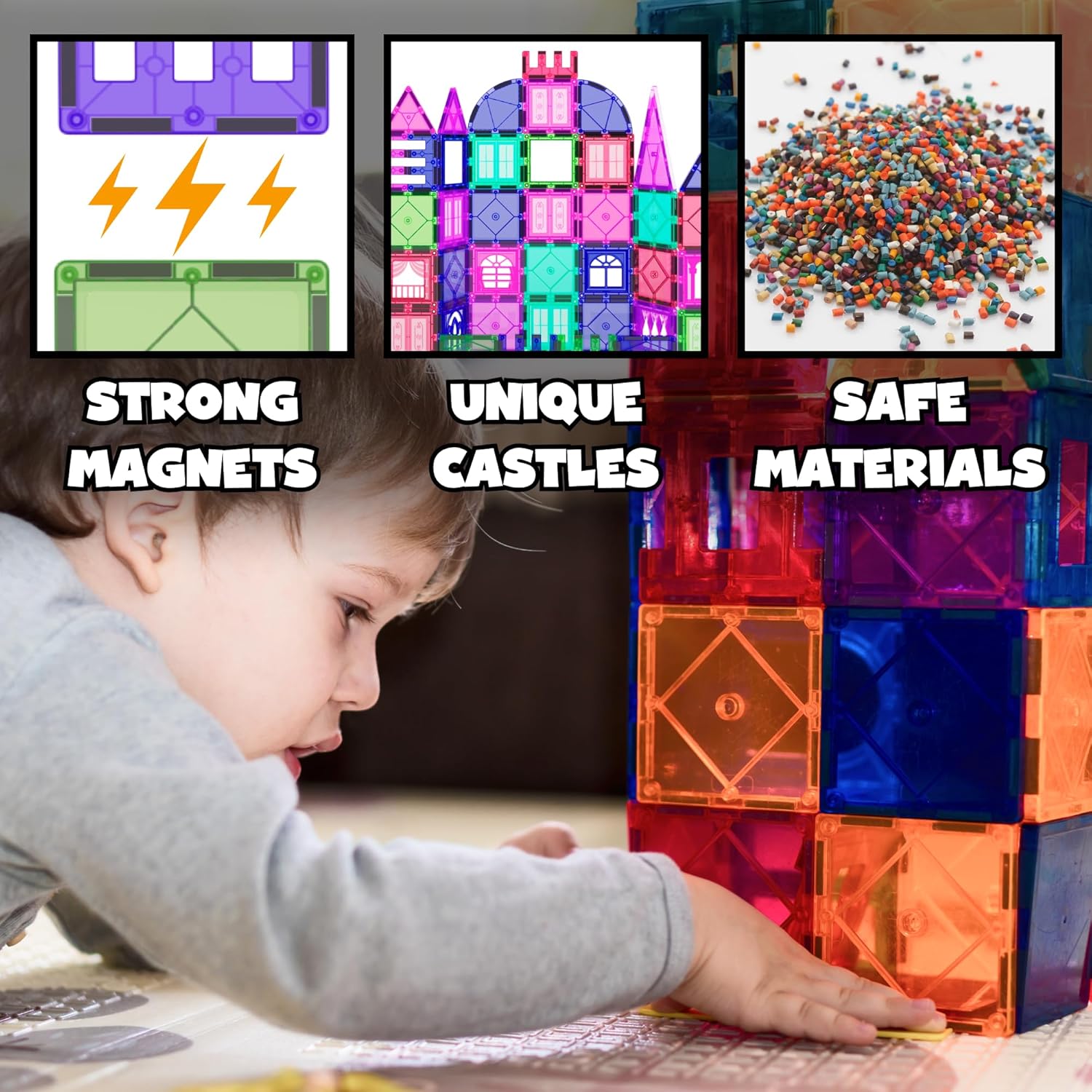 Detalle de Desire Deluxe Giochi di costruzione magnetici magnetici – Set STEM da 100 pezzi per bambini 3+ anni