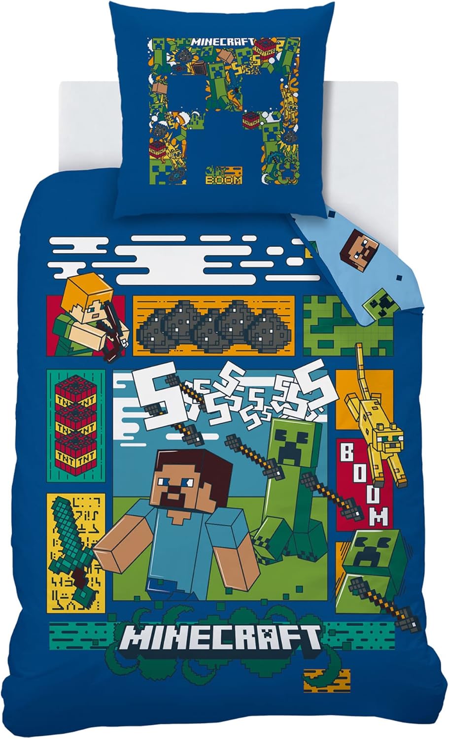 Detalle de Minecraft Update Parure de lit Enfant 1 Personne – 100% coton, imprimé réversible