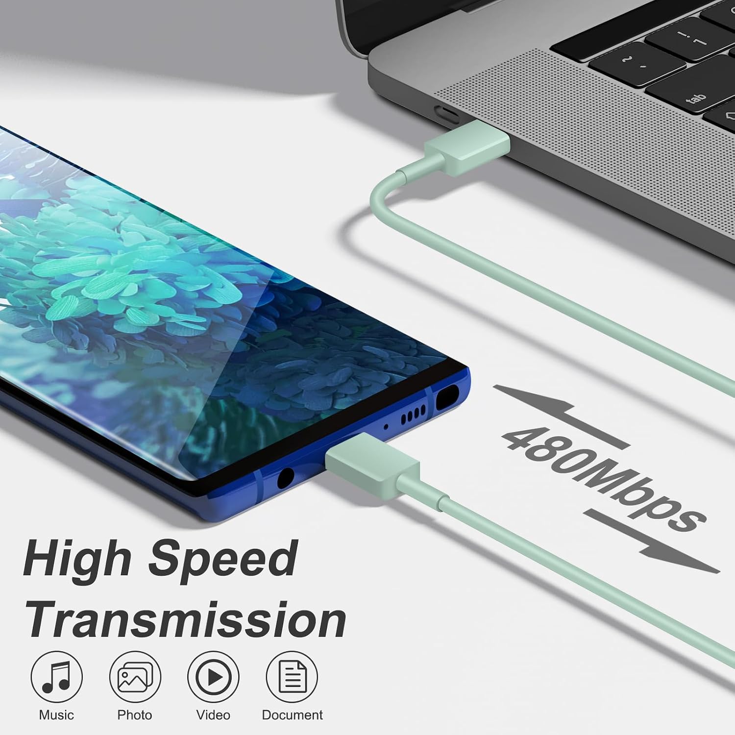 Detalle 2 de Novobit DP-A127G45 45W USB-C Charger Set with 10-Foot Green Cables