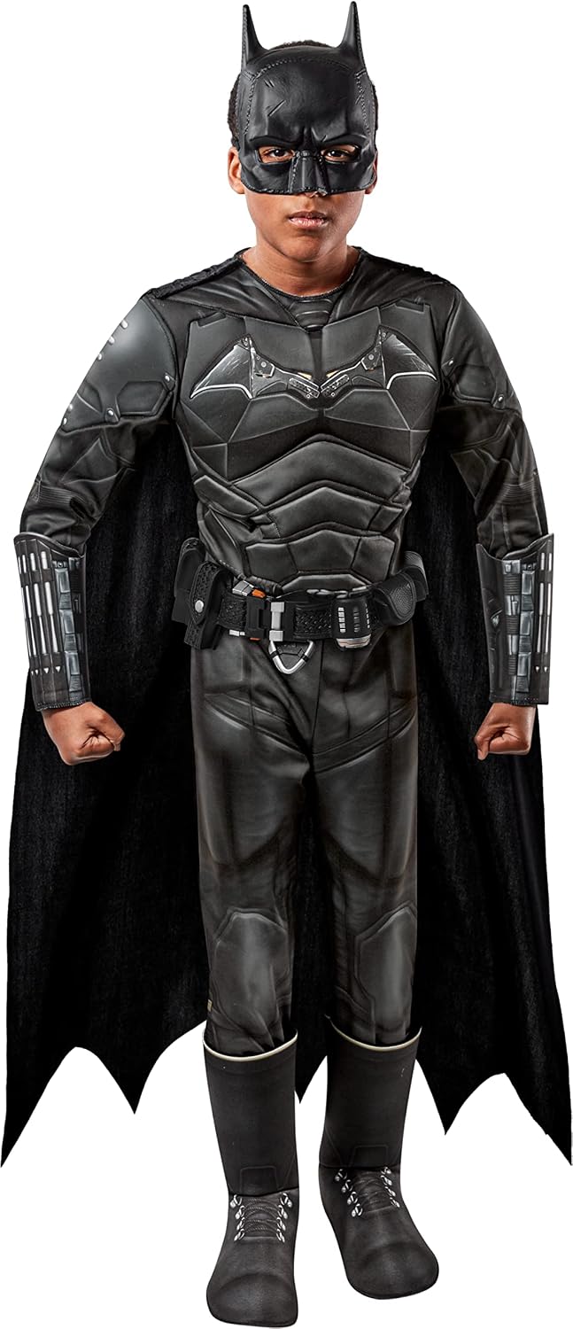 Detalle de Rubies The Batman Kids’ Costume, Padded Jumpsuit, Cape, Mask and Belt
