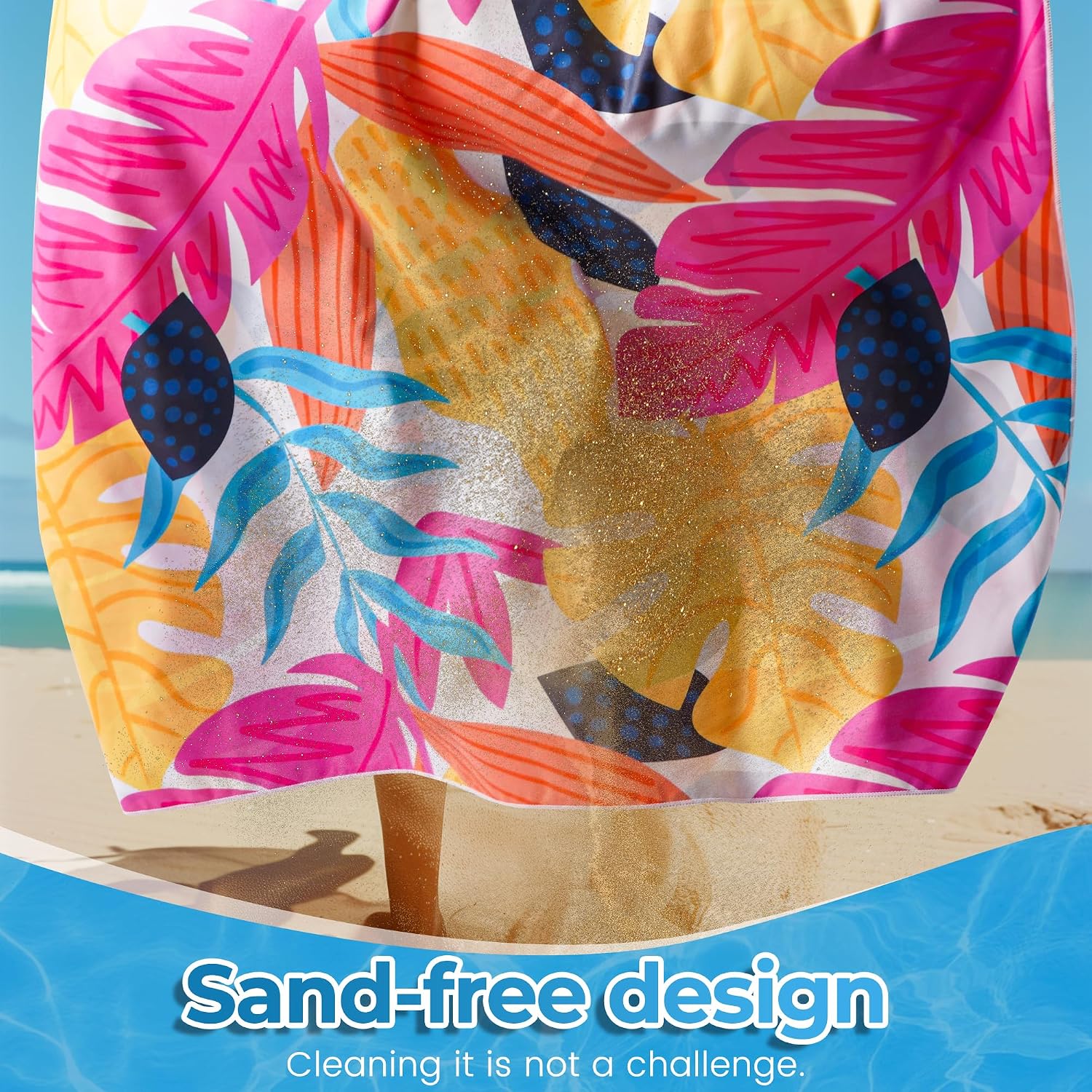 Detalle de Hexify C0113-0652 XXL-strandhanddoek van microvezel, roze, 200 x 145 cm