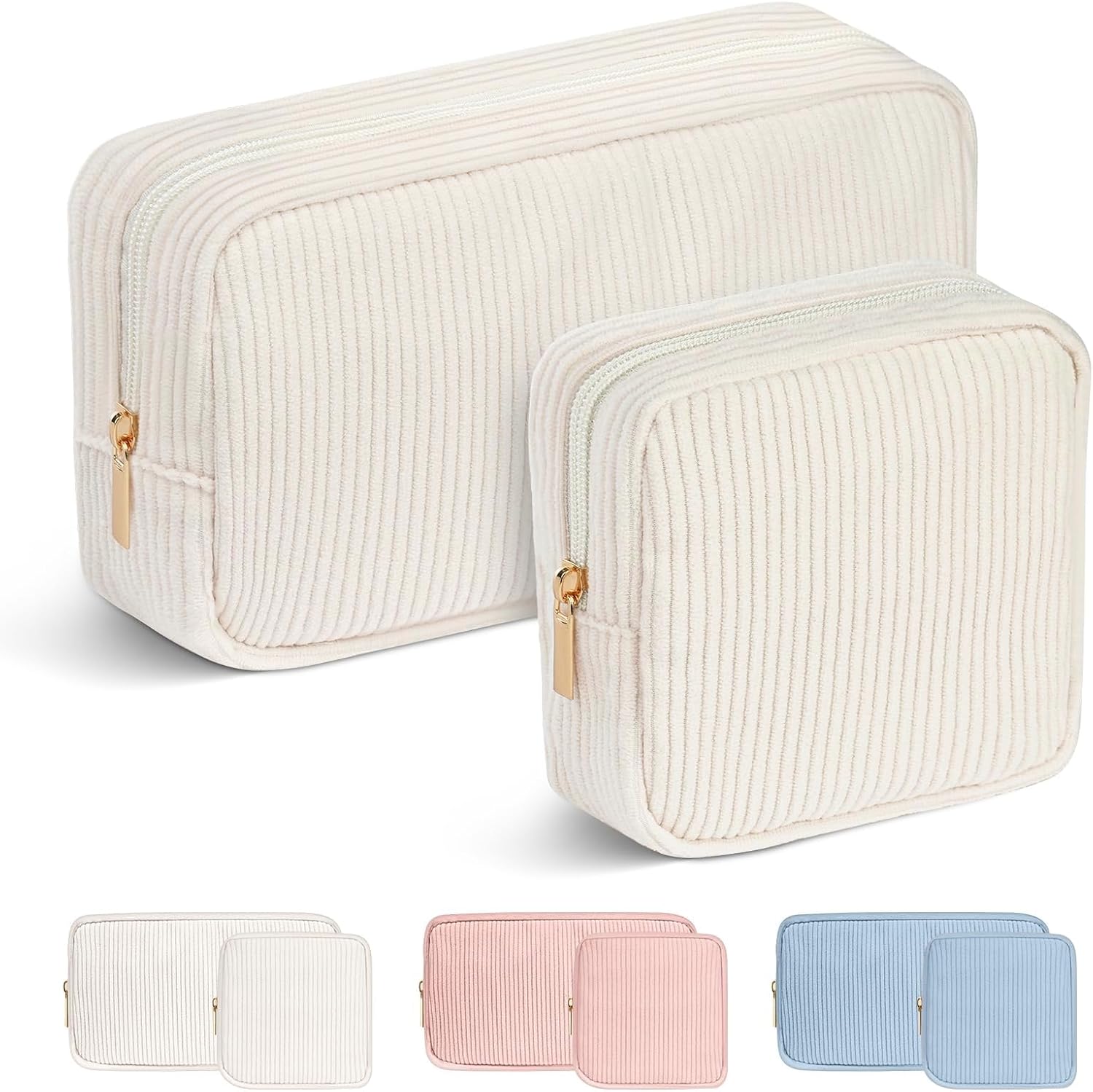 Thumbnail 6 de Aucuu Trousses de Maquillage – Lot de 3 Trousse en Velours Côteleté, idéal voyage et usage quotidien