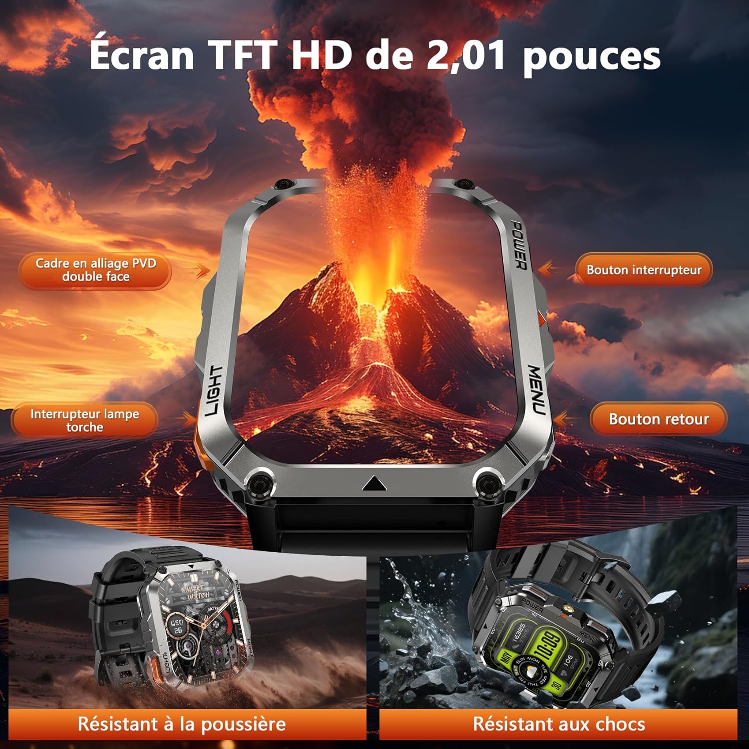Thumbnail 1 de Blackview W70Pro Montre Connectée pour Homme — 100 jours d’autonomie, boussole et lampe torche