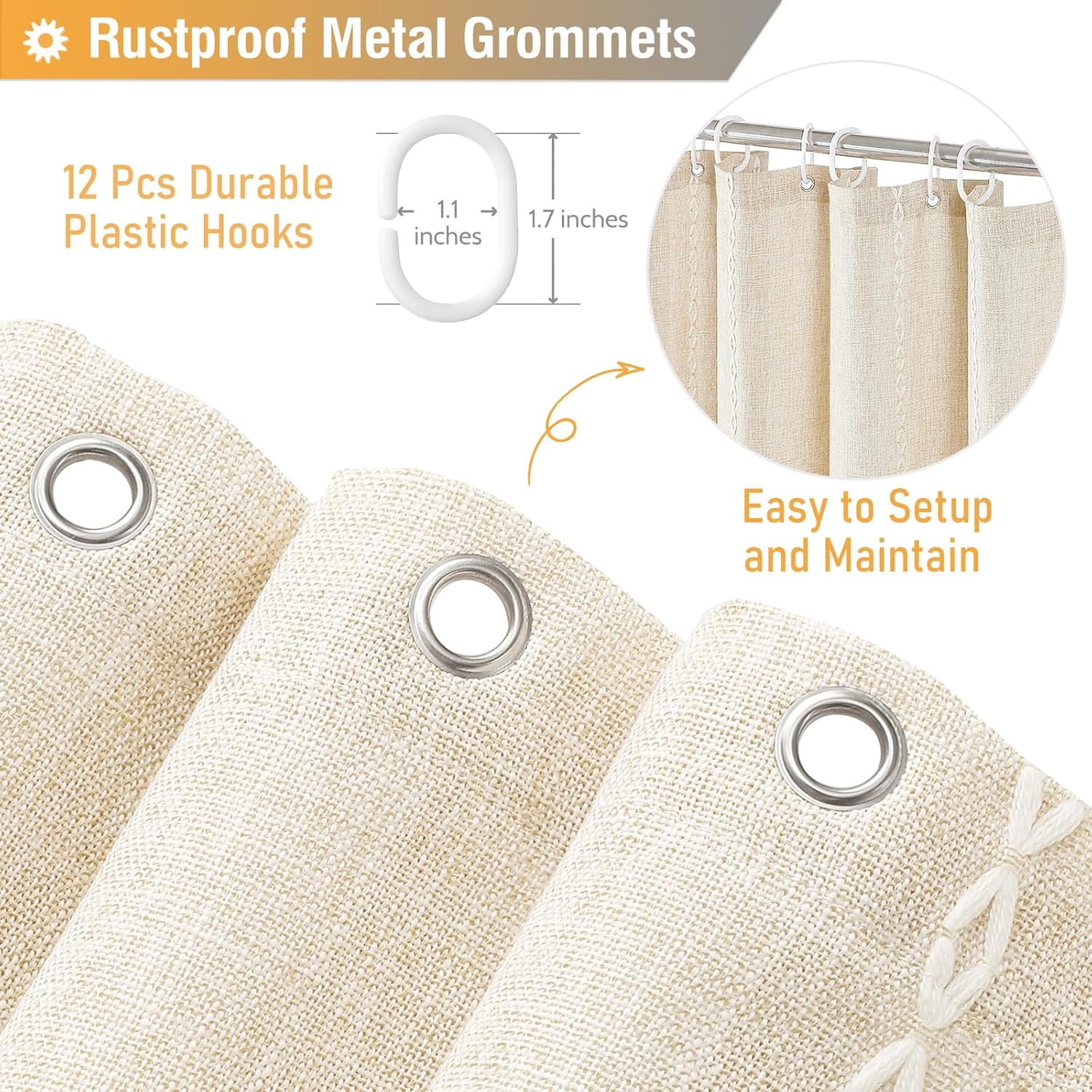 Thumbnail 4 de BTTN Boho Farmhouse Shower Curtain 72x72