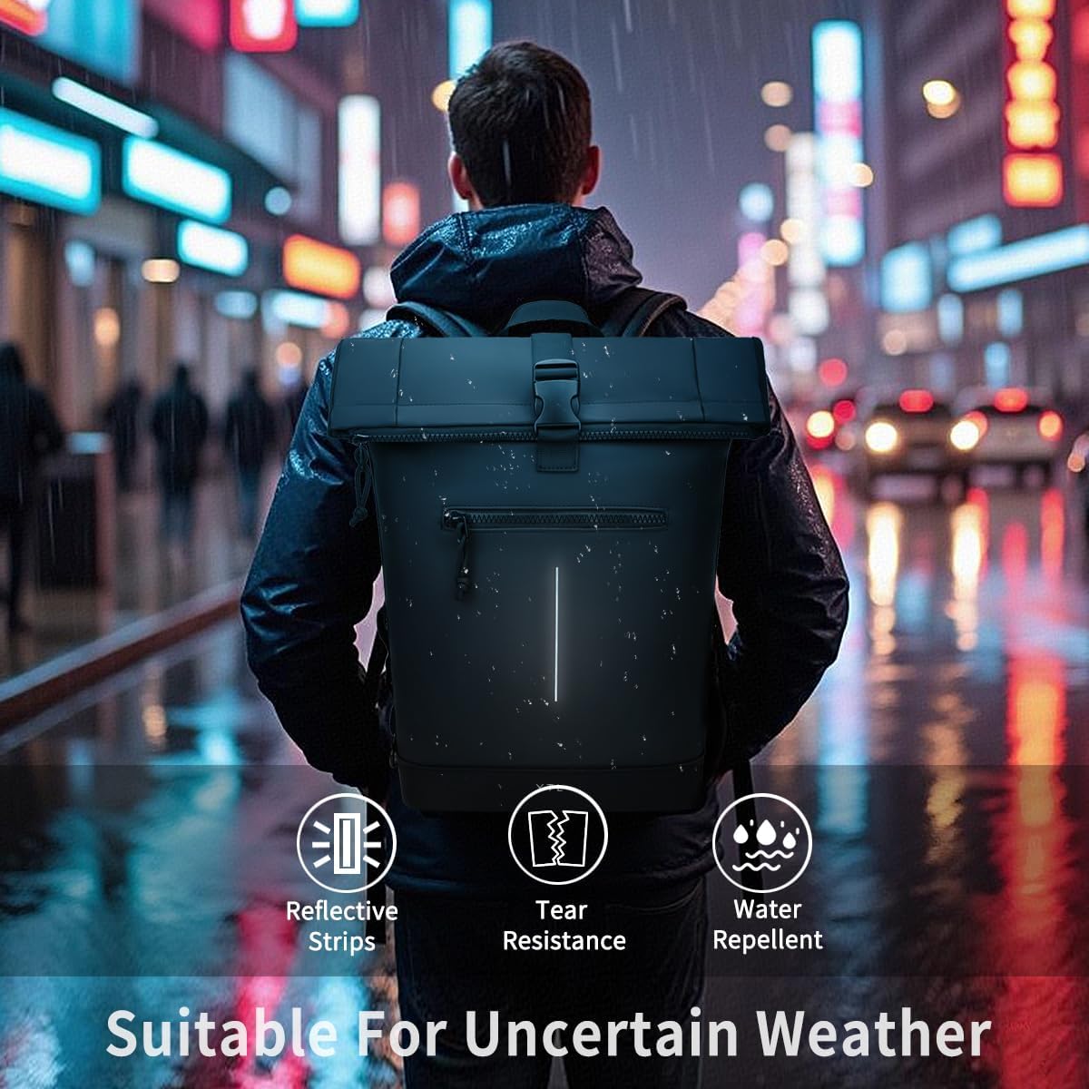 Thumbnail 3 de YTL Rolltop Wasserdicht Rucksack mit Laptopfach (für 17 Zoll) – erweiterbarer Daypack für Rad, Reisen & Schule
