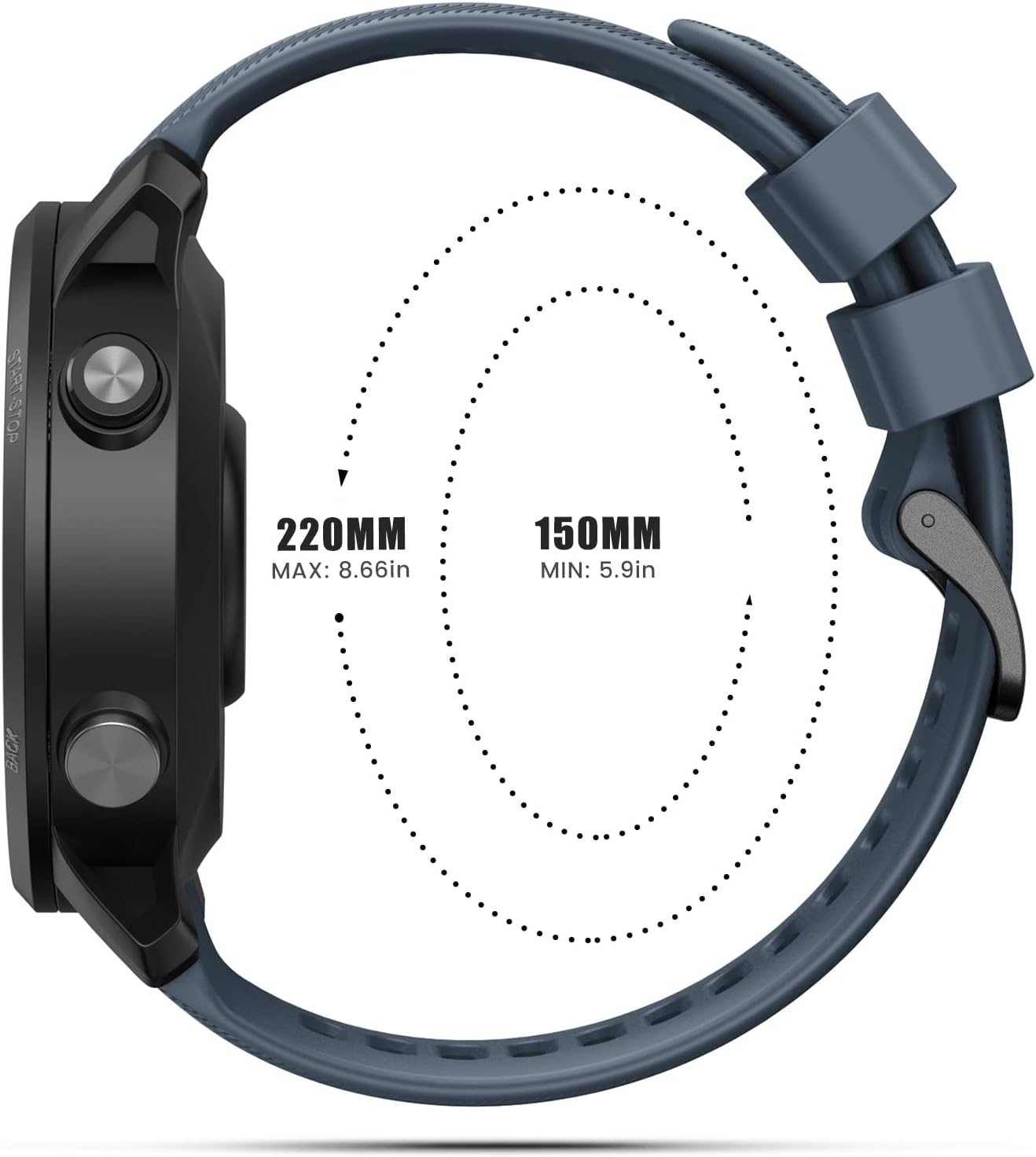 Detalle de Bracelet silicone ANBEST compatible Forerunner 955 / 945 / 935 et Fenix 7 / 6 / 5 (attache rapide 22 mm)