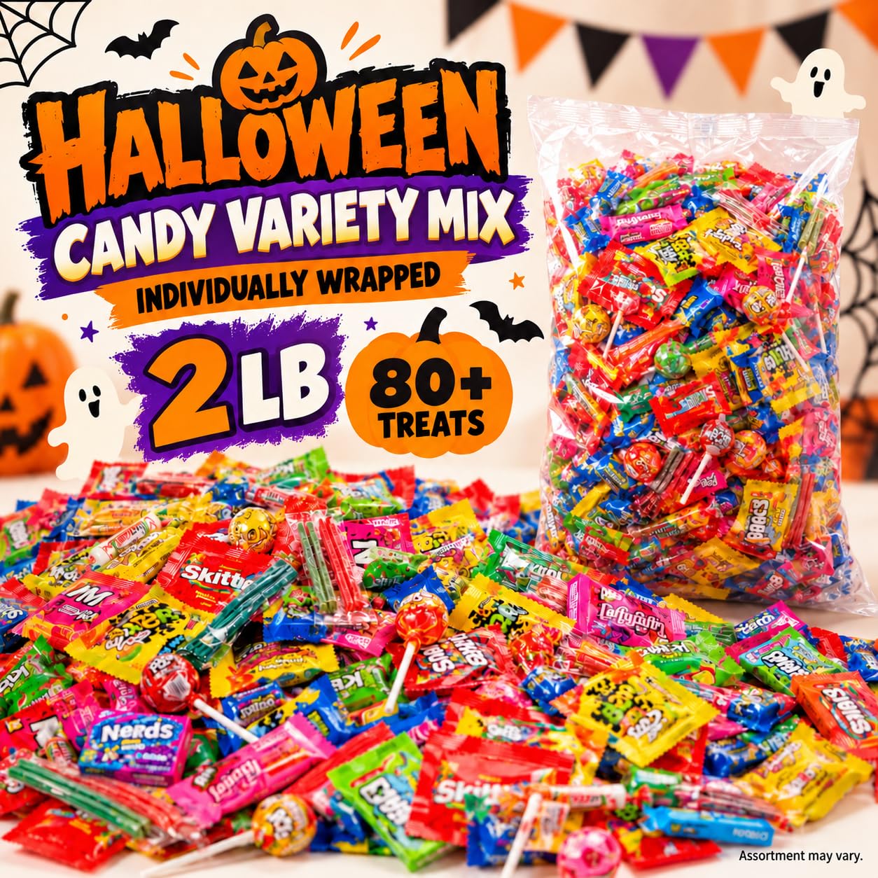 Thumbnail 1 de ONE CANDY WAY 2 lb Halloween Candy Variety Pack, 80+ Individually Wrapped Pieces