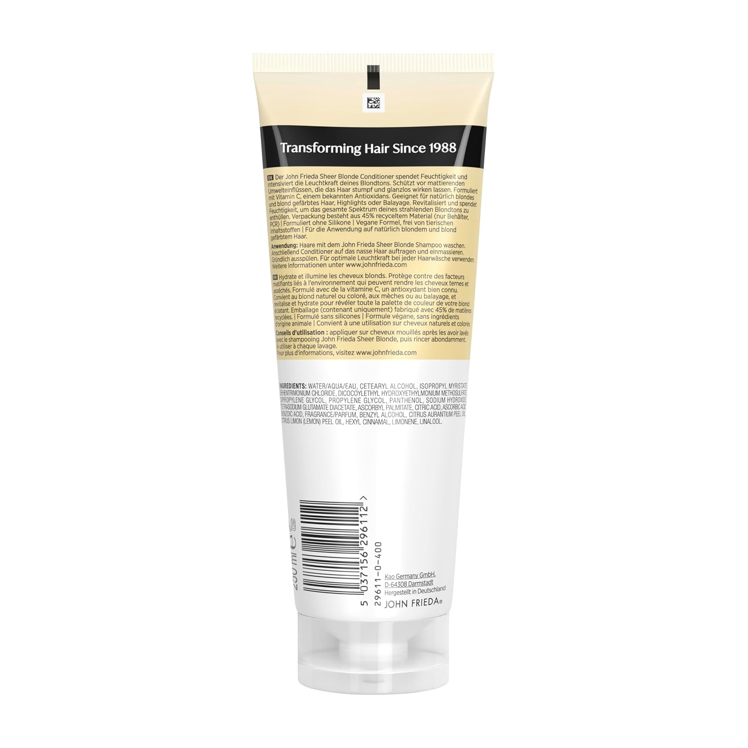 Detalle 2 de John Frieda Sheer Blonde Refresh & Shine Conditioner – 250 ml für natürliches und blondes Haar