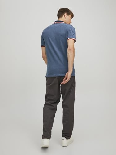 Detalle de JACK & JONES Jjepaulos Polo SS Noos Homme – Polo en Denim Bleu, taille M