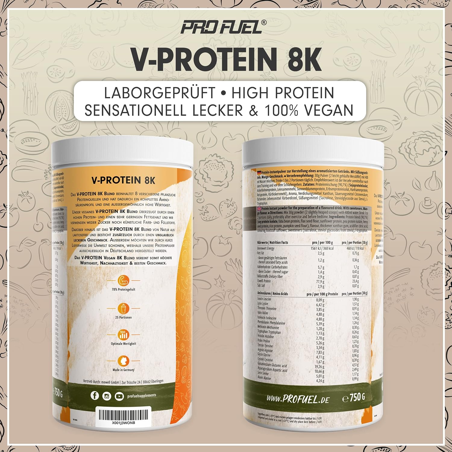 Thumbnail 5 de V-Protein 8K Blend Banane – Veganes Proteinpulver