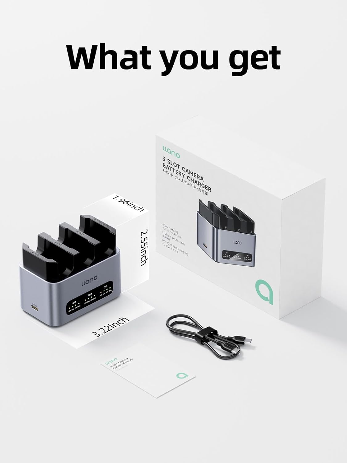 Thumbnail 6 de llano 30W NP-FW50 Three-Slot Charger for Sony NP-FW50 Batteries