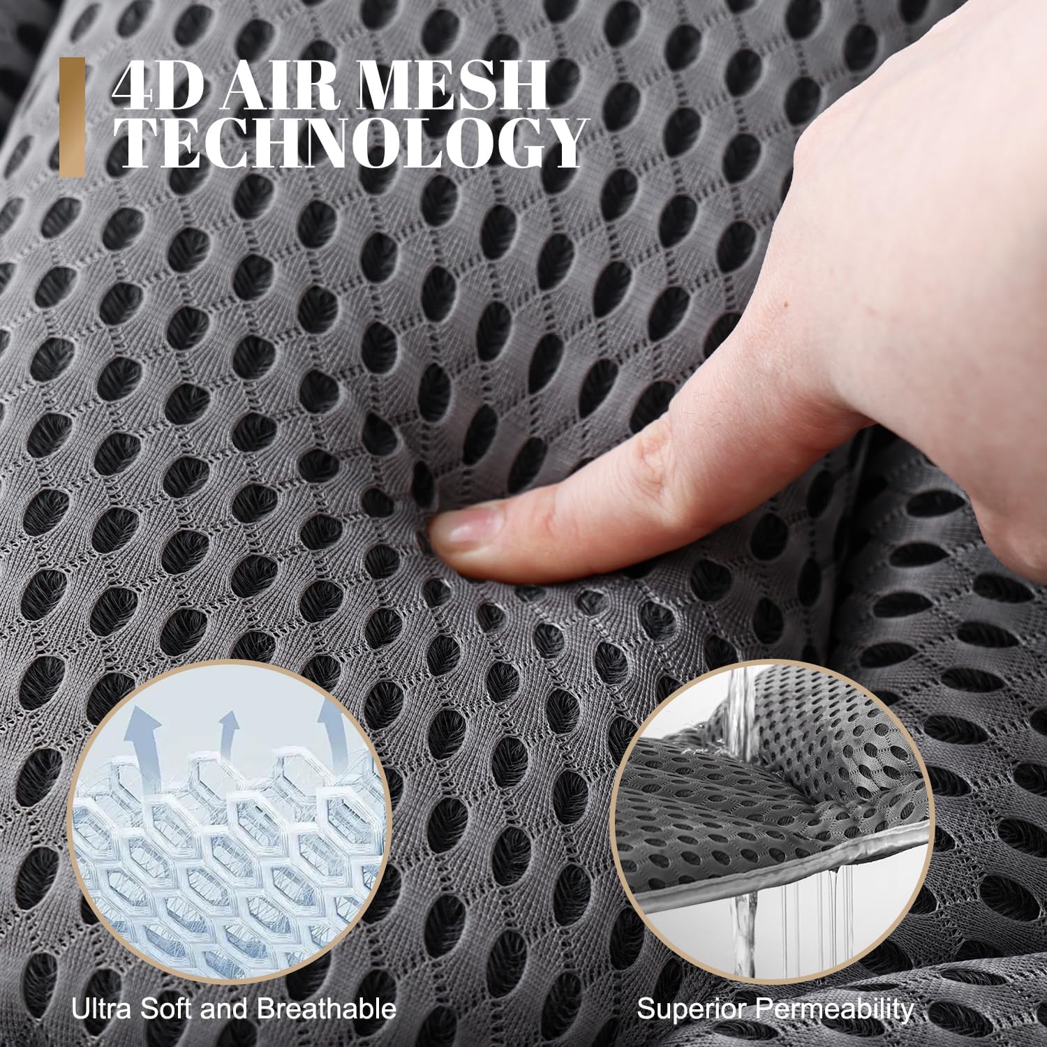 Detalle de Idle Hippo BP7502 Bath Pillow with 4D Air Mesh and Suction Cups, Grey