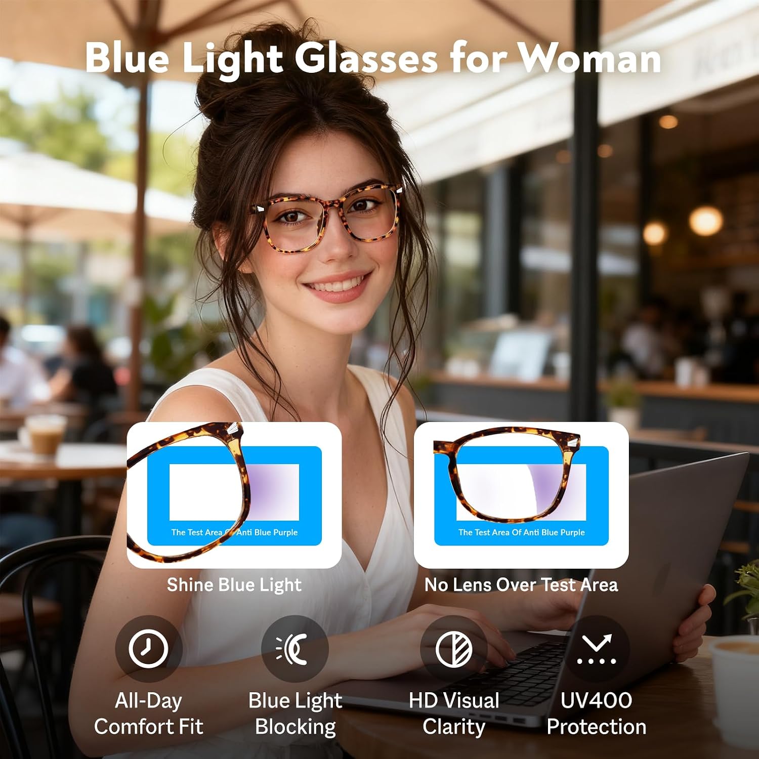 Detalle 2 de WINTOO Blue Light Glasses 2 Pairs for Computer Gaming