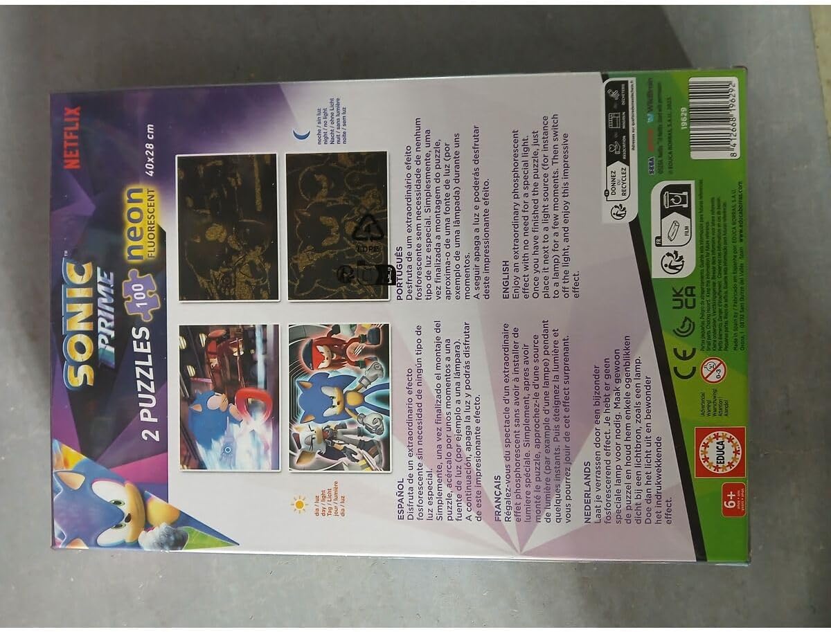 Thumbnail 3 de Educa – Lot de 2 puzzles pour enfant 100 pièces « Sonic Prime Neon » (qui brillent dans l’obscurité), dès 6 ans