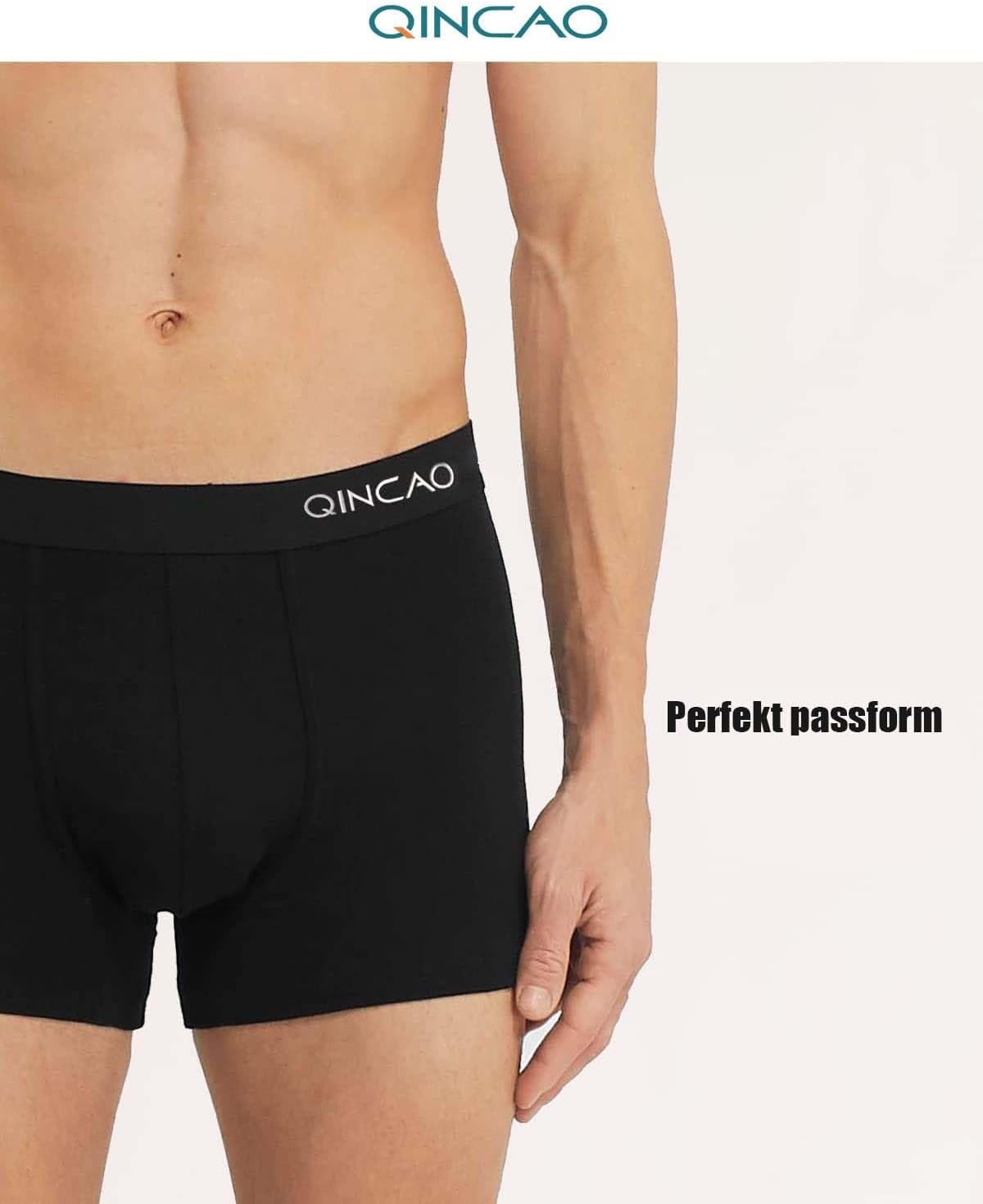 Detalle de QINCAO boxershorts för herr, 6-pack i bomull utan skavande lappar, S–4XL