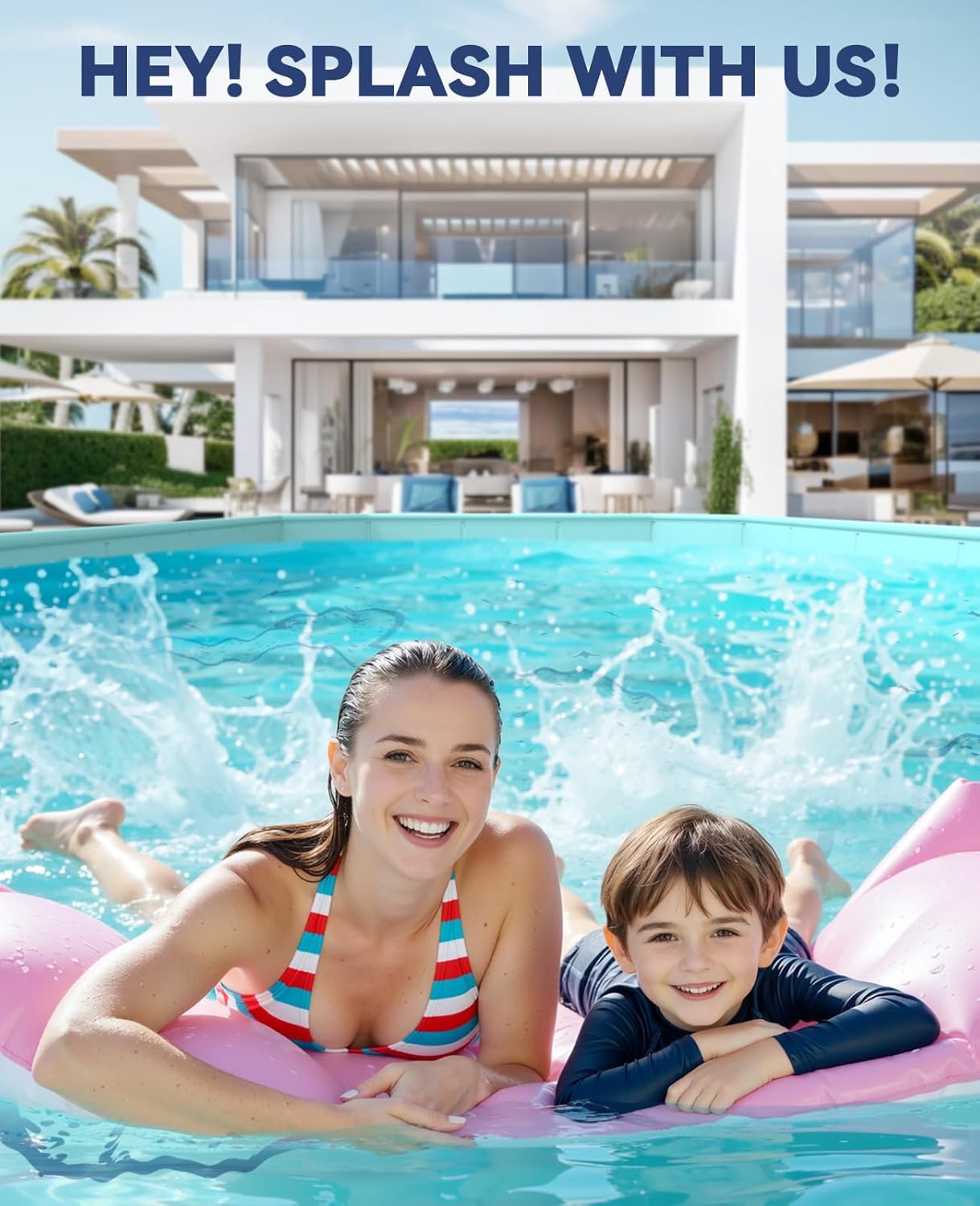 Thumbnail 6 de HeySplash Foldable Pool (78"×53"×19") Non-Inflatable Kiddie Pool for Backyard, Blue Whale