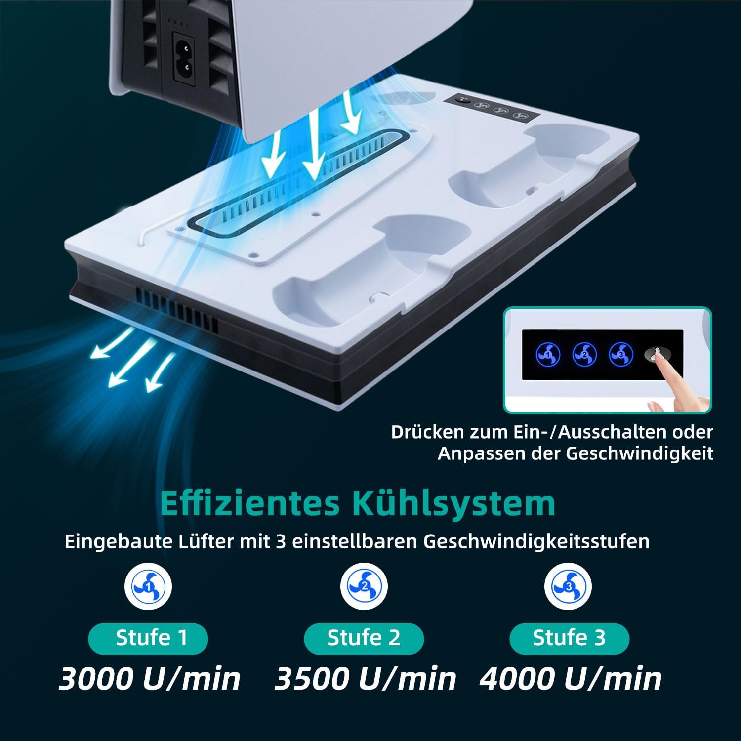 Detalle 1 de Tolesum PS5 Standfuß mit Lüfter