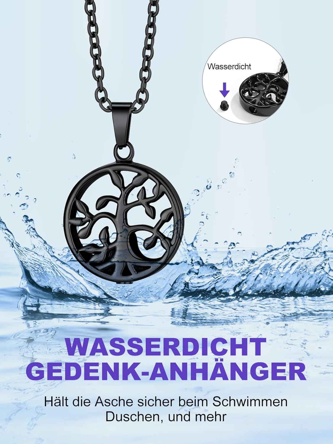 Thumbnail 5 de Richsteel Halskette mit Urne personalisierbar (Baum des Lebens) aus Edelstahl, 46 + 5 cm