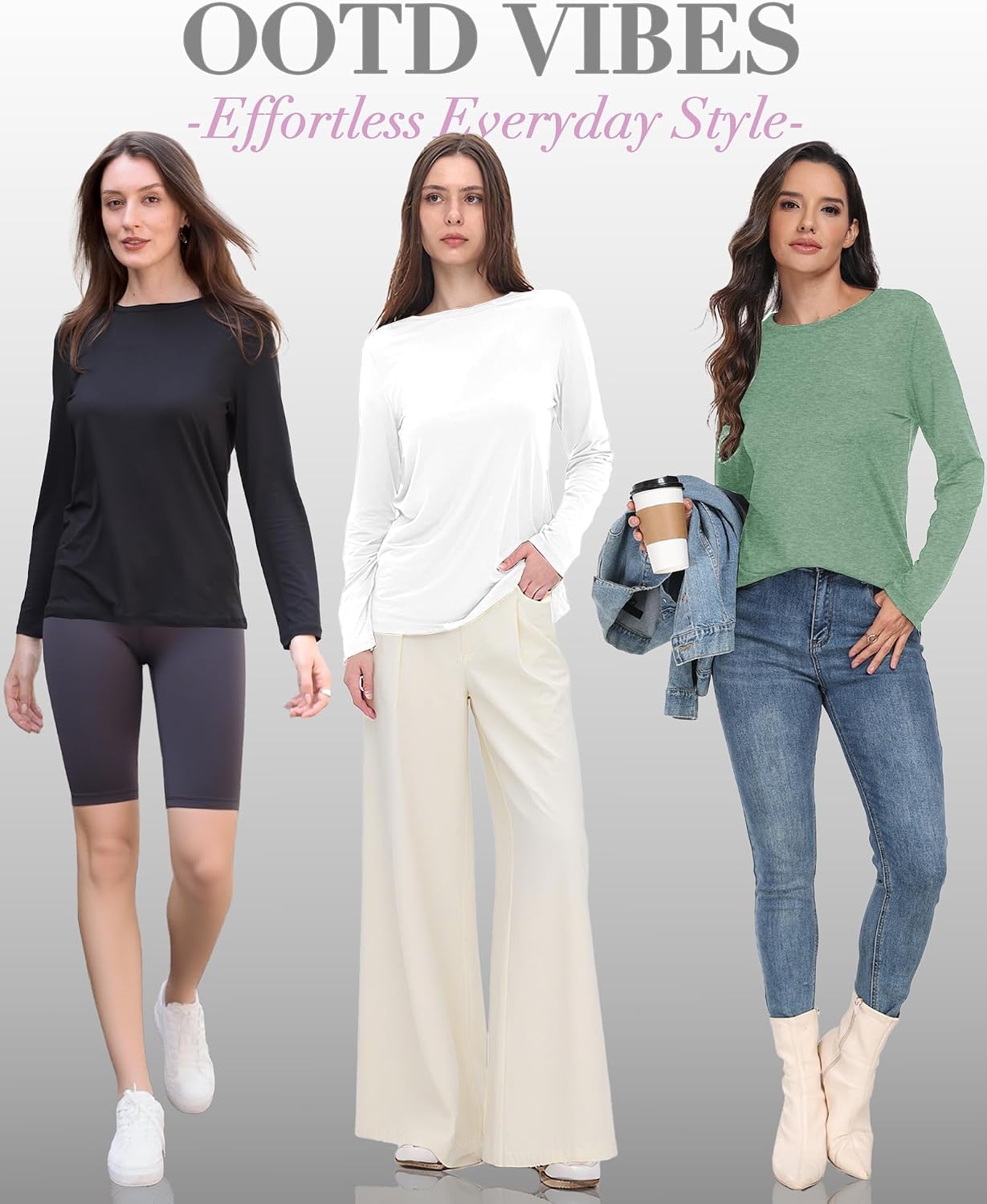 Detalle 2 de GAYHAY 3-Pack Long Sleeve Shirts for Women