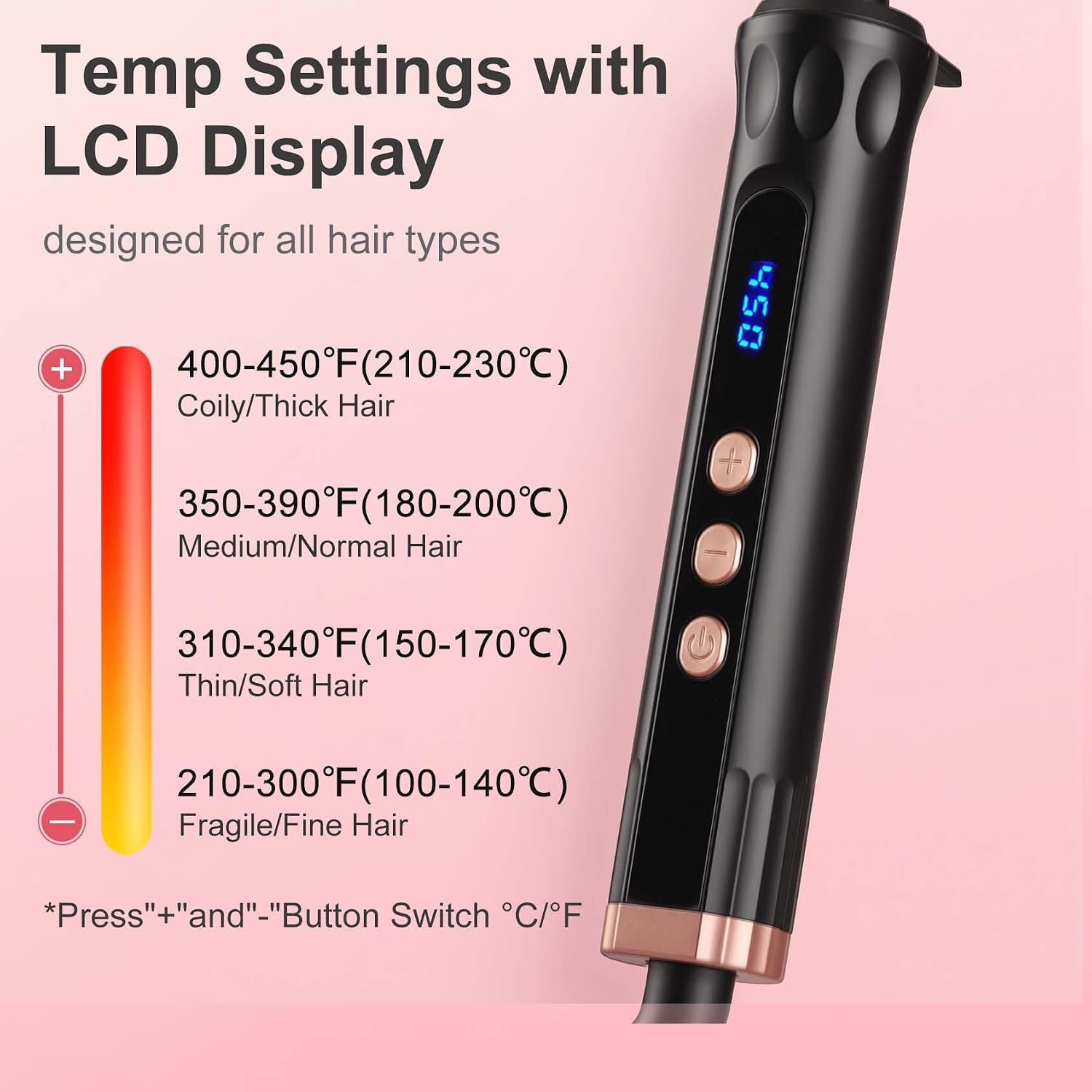 Thumbnail 4 de Large Barrel Curling Tongs 38mm with Ceramic Barrel and 14 Temperature Settings