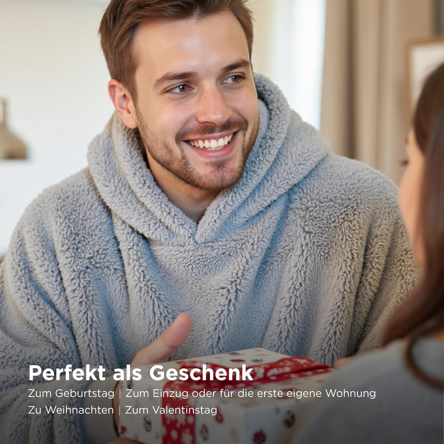 Detalle de BEDSURE Hoodie-Decke 95×85 cm Kuschelpullover