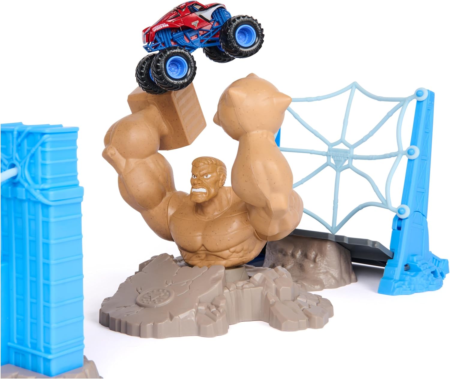 Detalle de Monster Jam 1:64 Marvel Playset I with Dynamic Sling Thrower