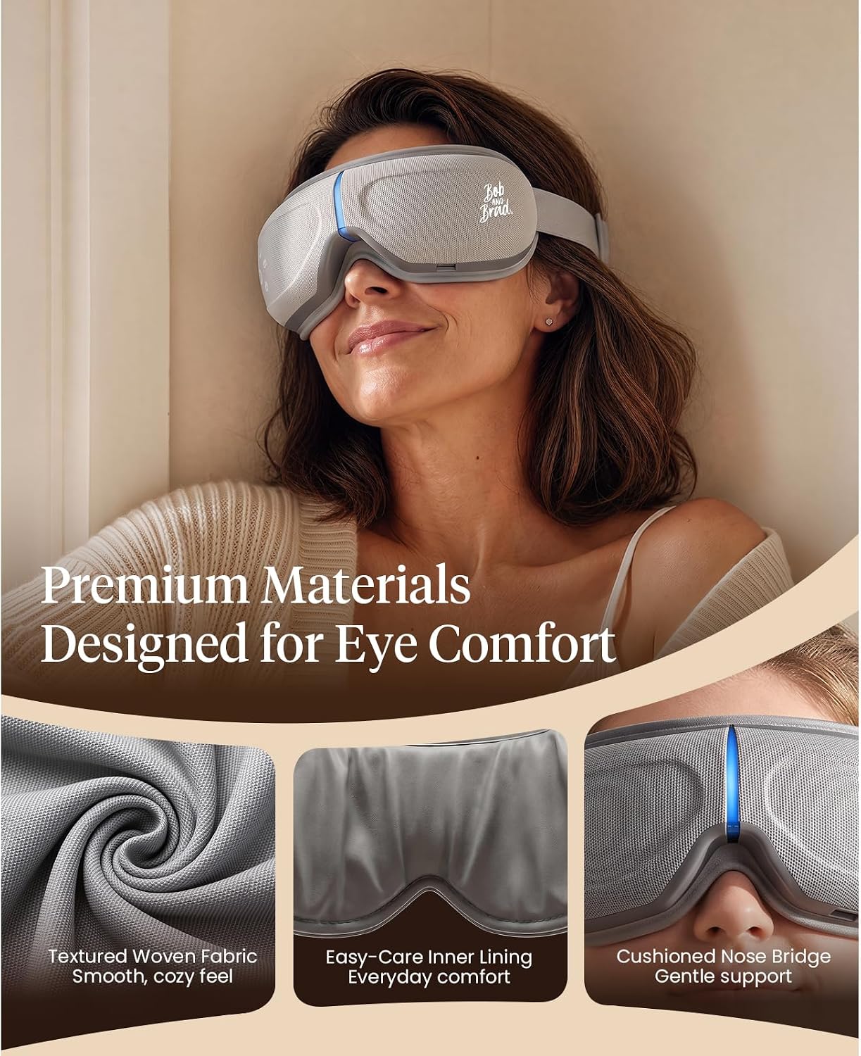 Detalle de BOB AND BRAD Eye Massager with Heat and Cooling — EyeOasis 2 for Dry Eyes, Migraine Relief, and Sleep Support