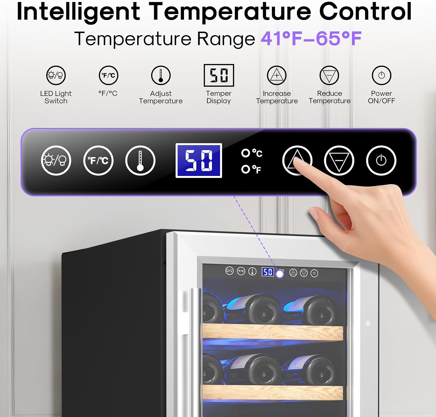 Thumbnail 2 de ICEPURE 15-Inch Wine Cooler, 28-Bottle Capacity, Single Zone, Glass Door