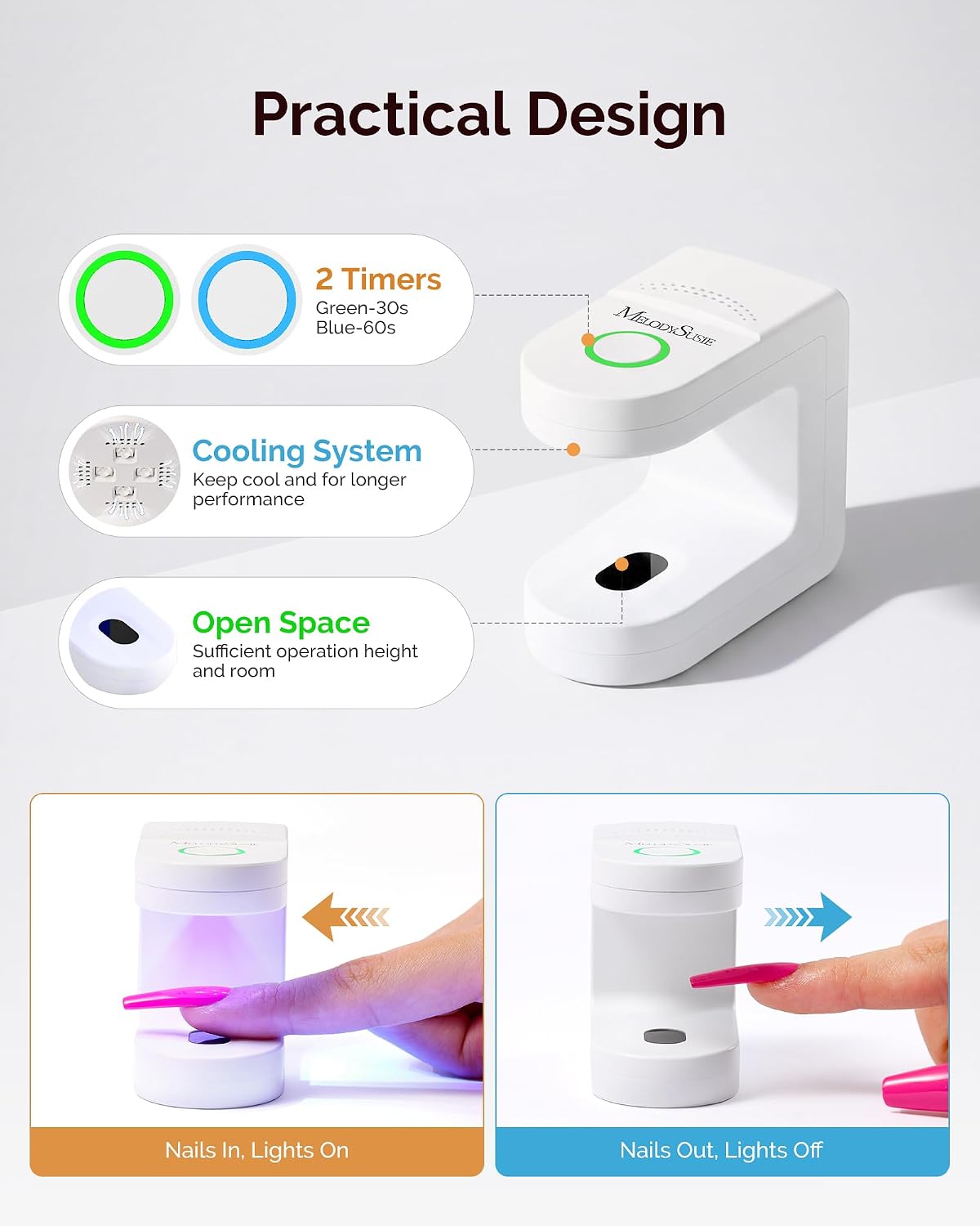 Detalle 2 de MelodySusie P-ART04G 4W Pocket UV Nail Lamp