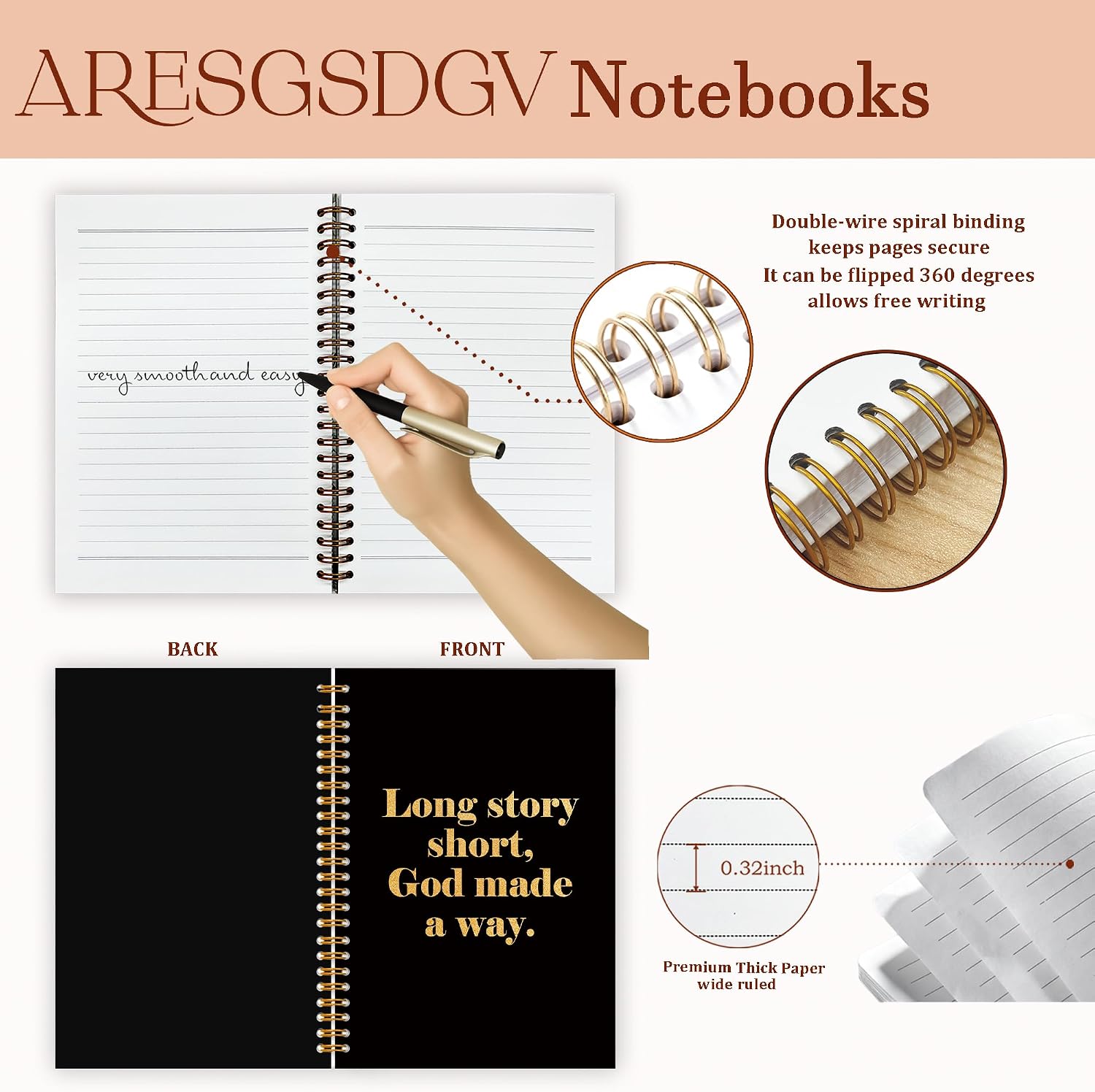Detalle de ARESGSDGV Long Story Short God Made a Way Spiral Notebook, 160 Pages