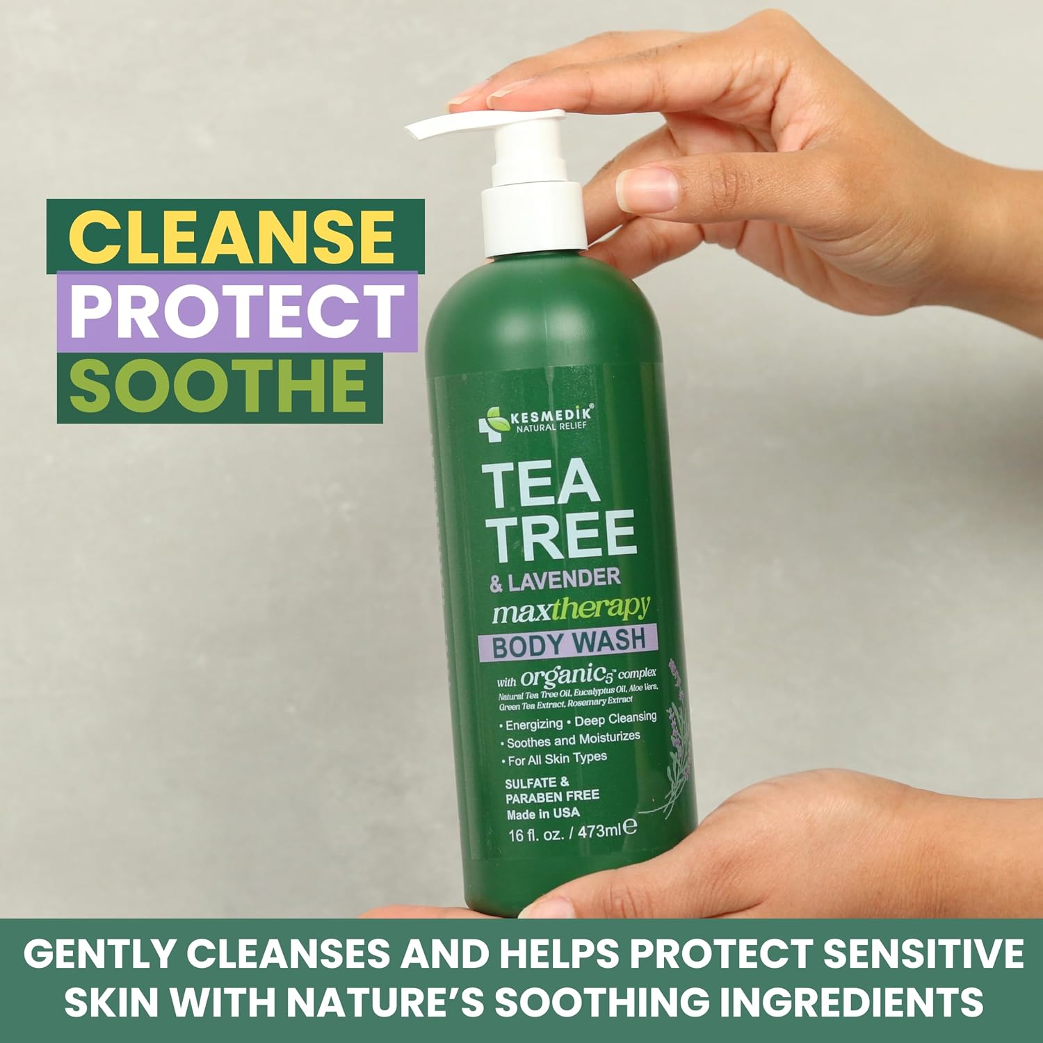 Detalle de KESMEDIK Tea Tree & Lavender Body Wash (MaxTherapy) — Antifungal Defense & Itchy Skin Relief, 2-Pack (Limited Edition)