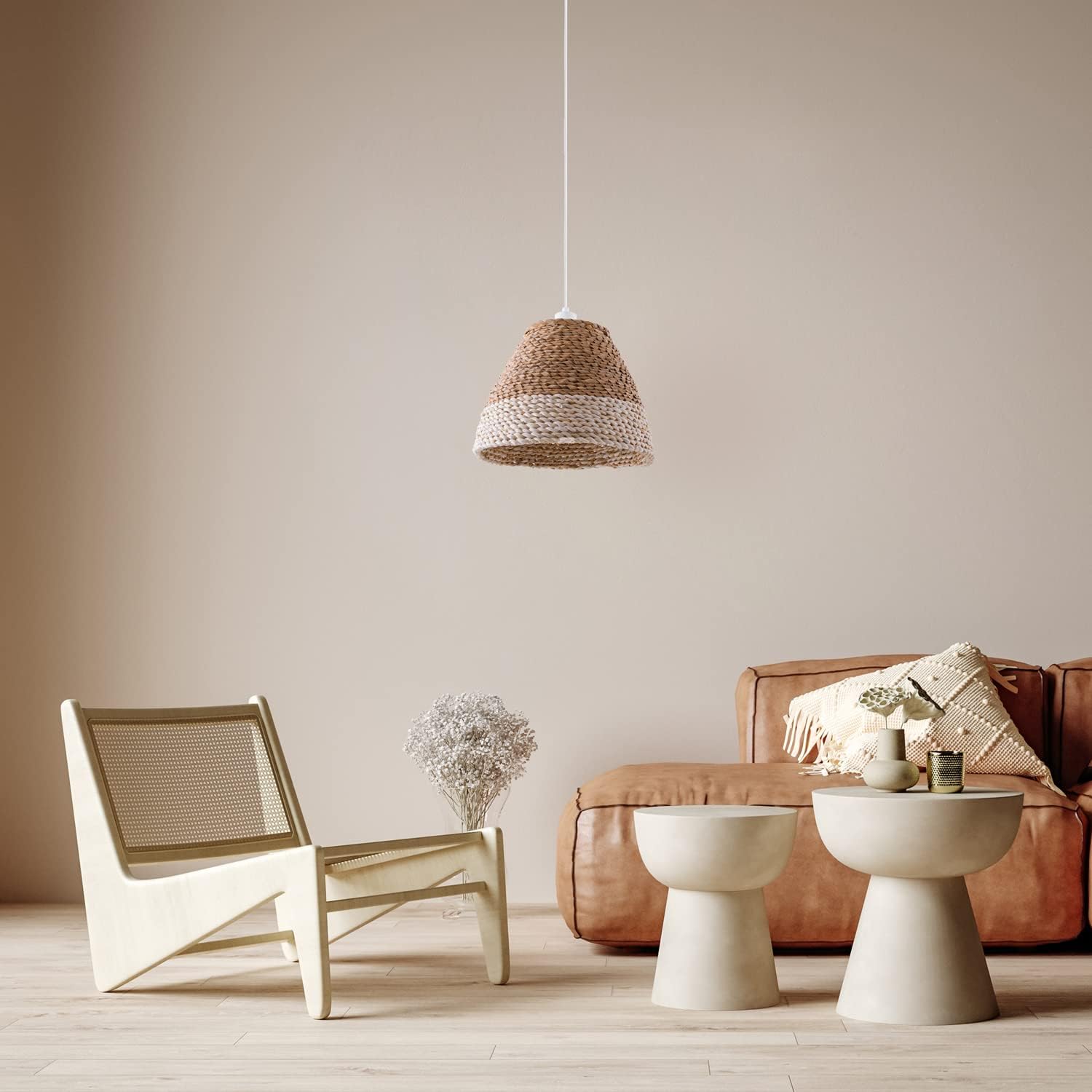 Thumbnail 1 de Paco Home Lámpara Colgante Beige para Comedor con Cable Textil💡