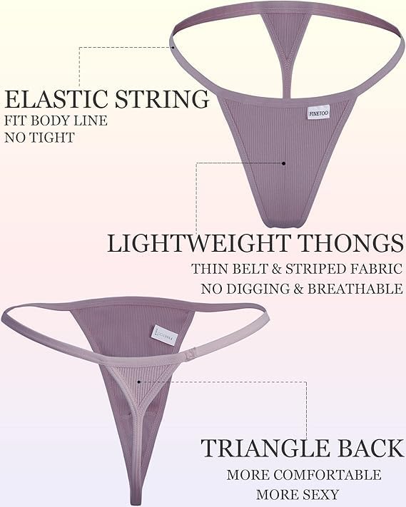Detalle de FINETOO 10-Pack Cotton G-String Thongs, Low-Rise Stretch, Sizes S–XL