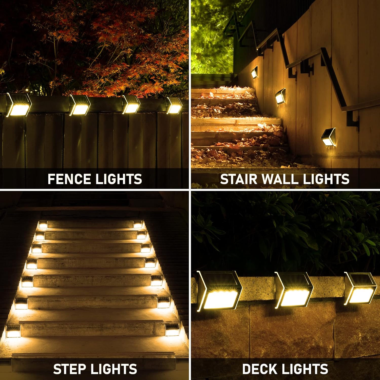 Thumbnail 1 de Solpex Solar Fence Lights Outdoor Garden (6 Pack) – Waterproof Stainless Steel Warm White LED Step Lights