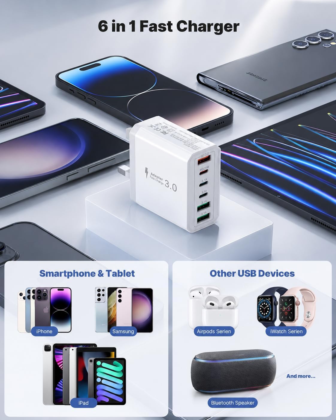 Thumbnail 6 de USB C Plug 6‑Port 40W Multi USB Charger