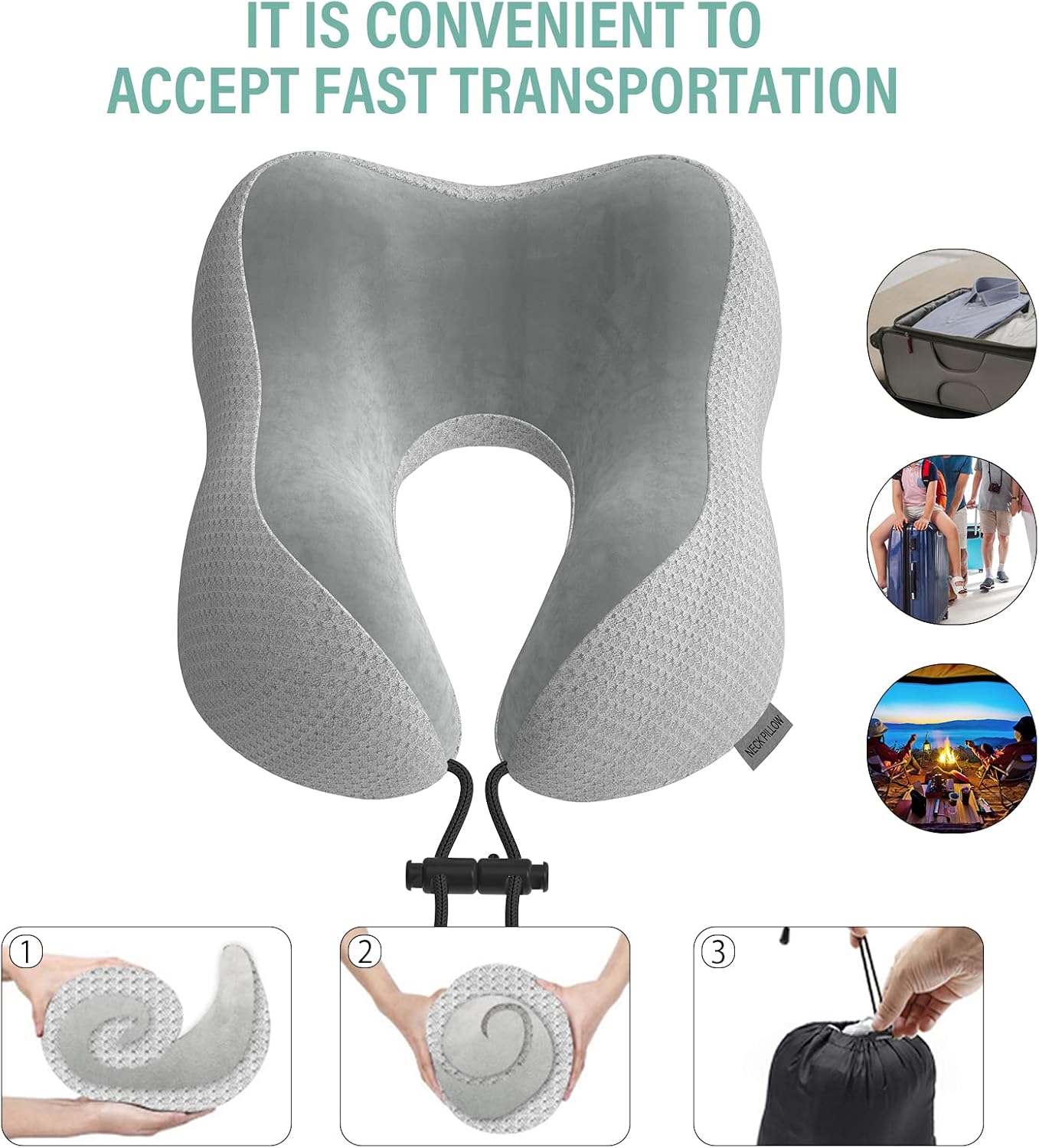 Thumbnail 2 de Yomisee Travel Neck Pillow – Memory Foam Flight Pillow for Airplane, Car, Train & Home
