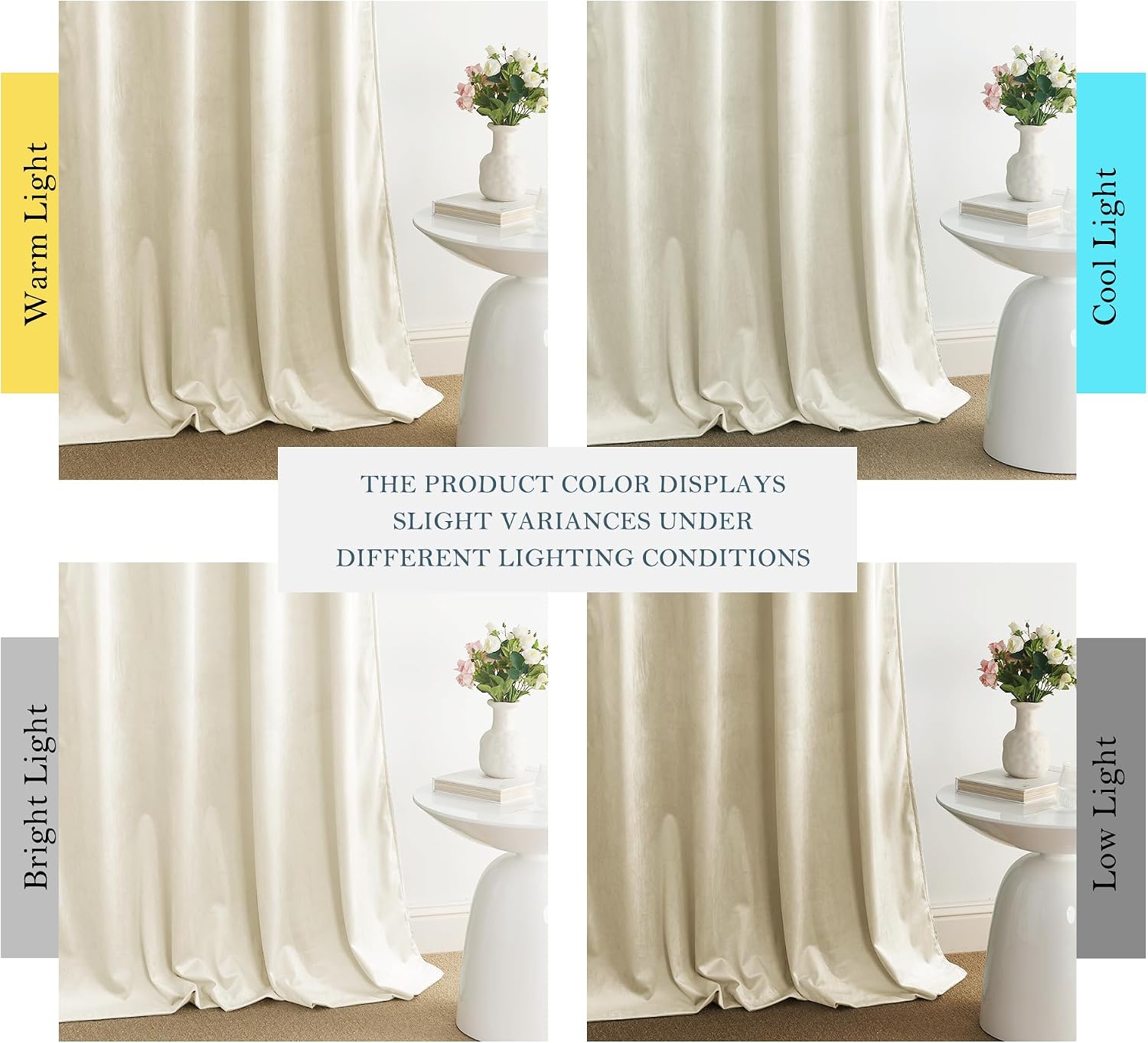 Thumbnail 6 de PONY DANCE Cream Velvet Curtains 46×54 in