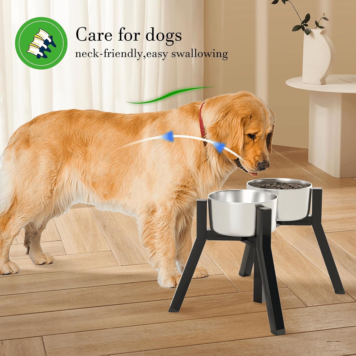 Detalle de ADENGL supporto per ciotole rialzate per cani taglia media e grande, larghezza regolabile 18–27 cm