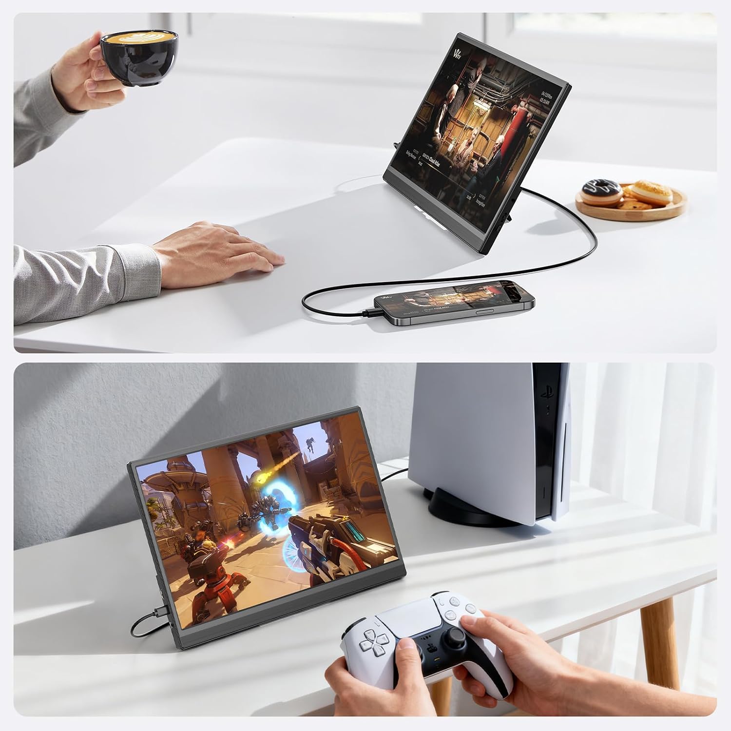 Thumbnail 6 de Omiodo Tragbarer Monitor 15,6" FHD 1080p IPS – ultradünn mit Ständer, Lautsprechern, VESA und USB-C/HDMI