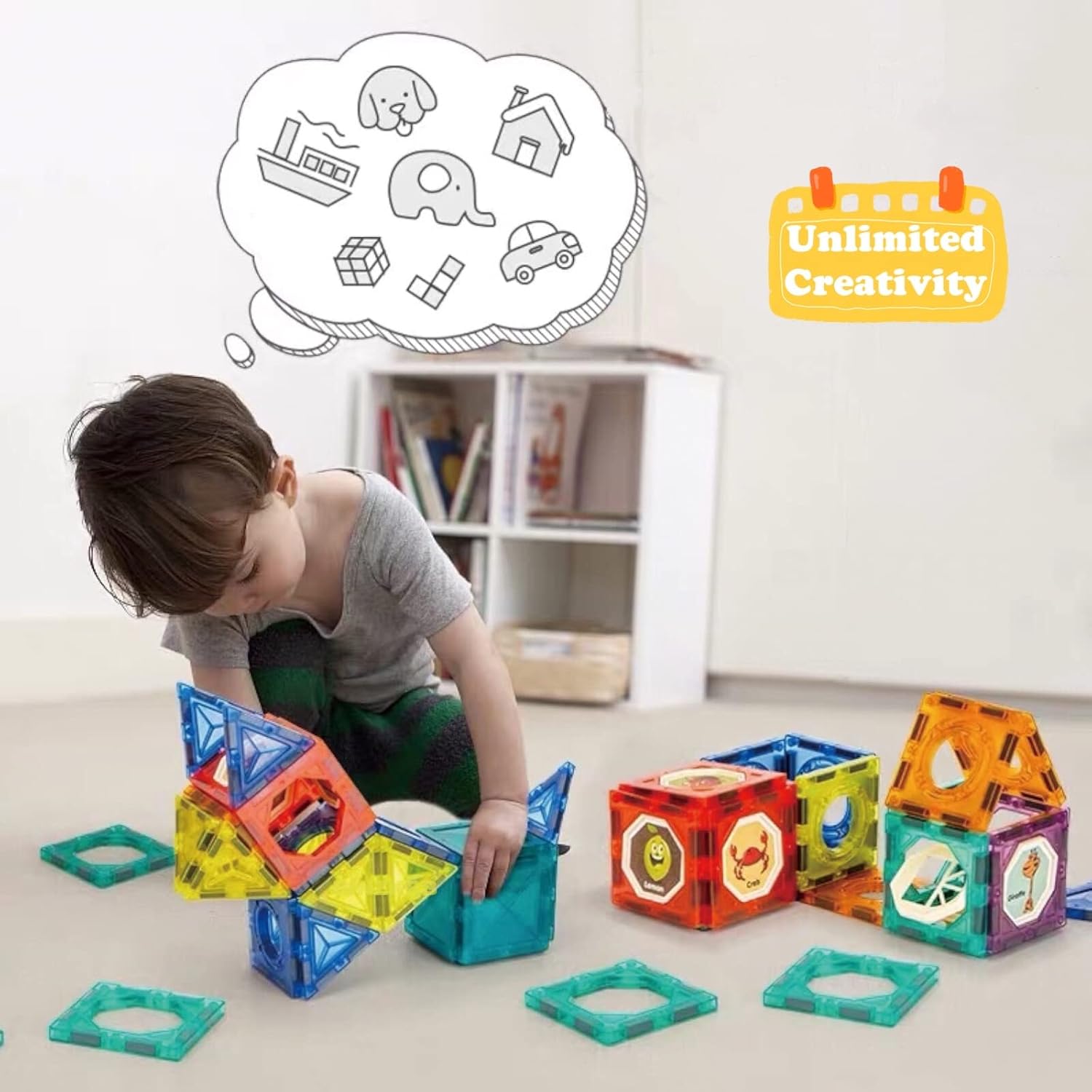 Thumbnail 5 de BINZKBB 110PC Magnetic Tiles Glow Set