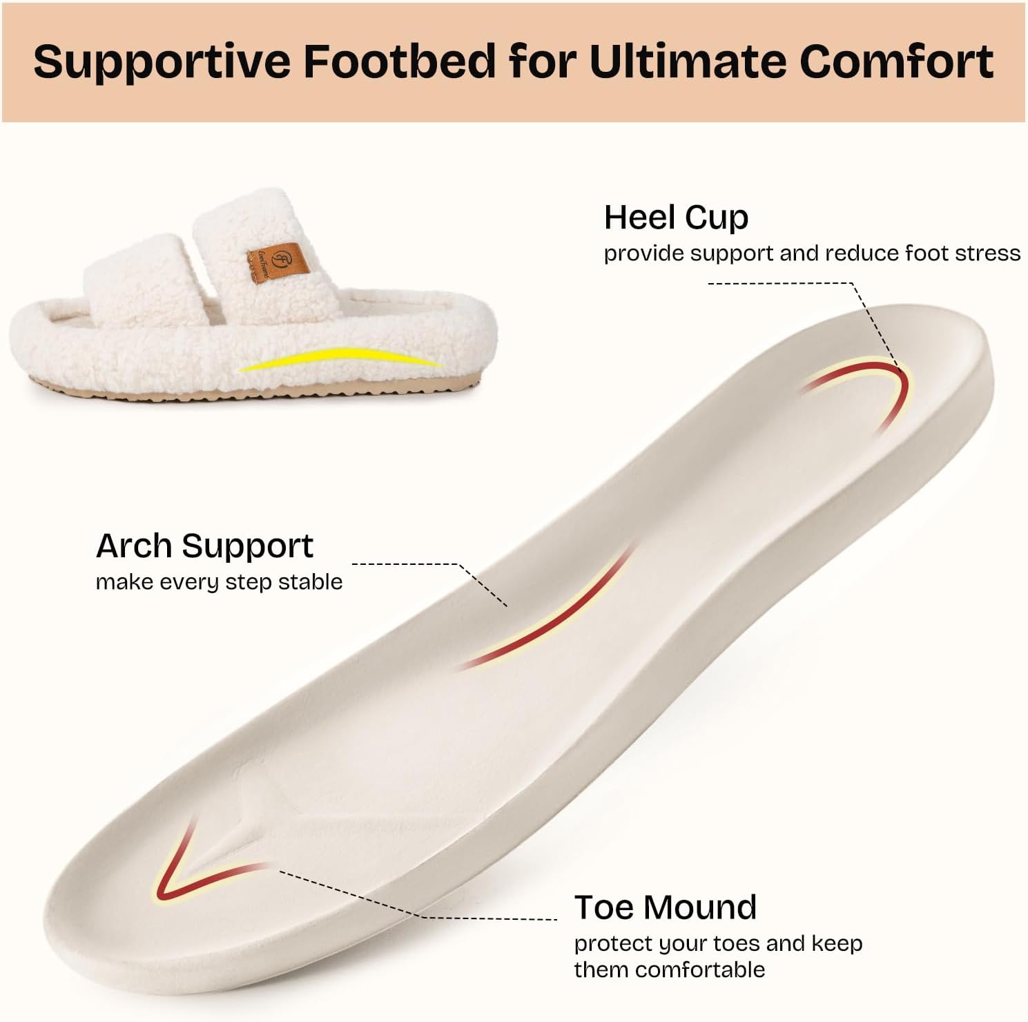 Detalle de EverFoams Women's Open-Toe Slippers with Memory Foam – Cozy Indoor-Outdoor Comfort