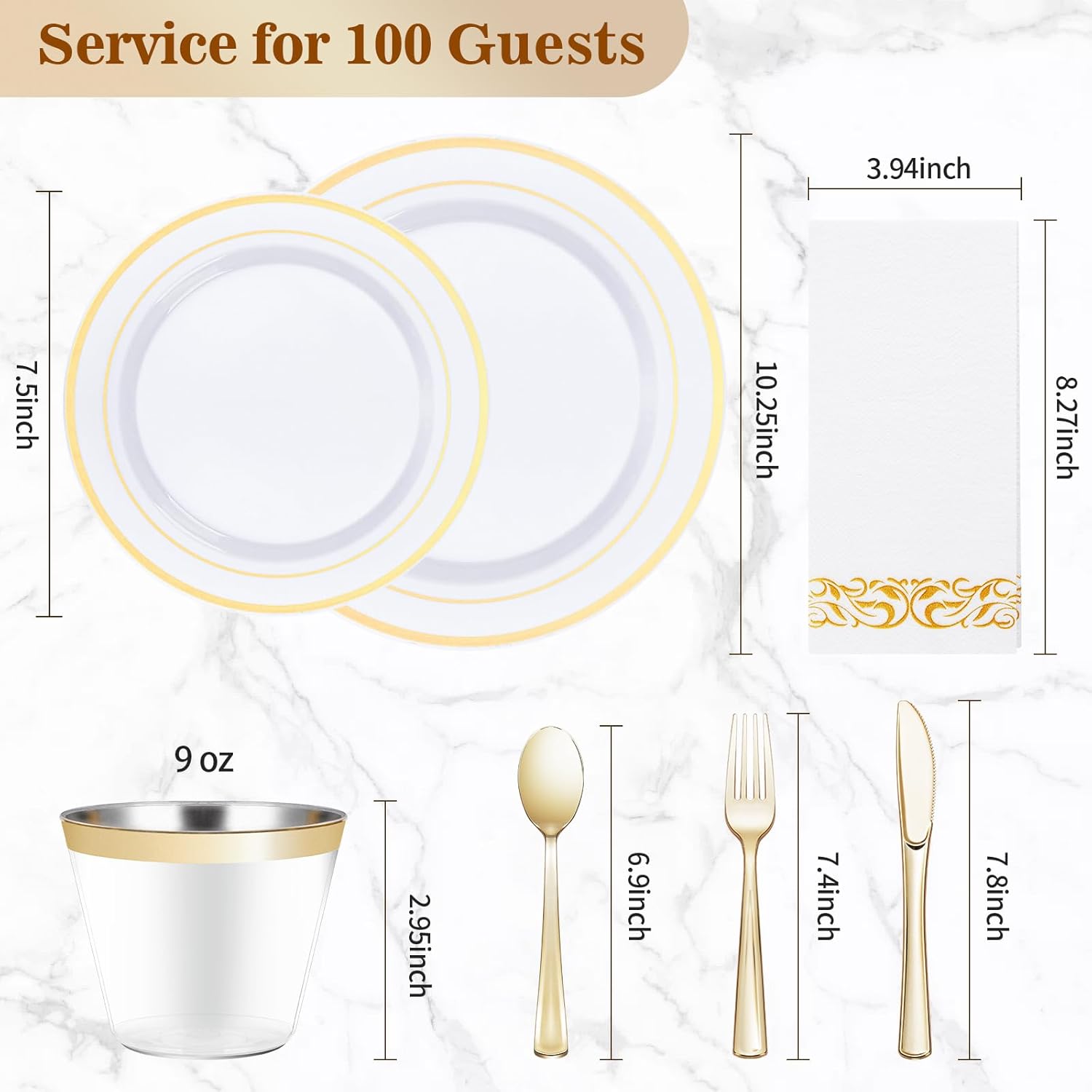 Thumbnail 3 de BESTVIP 700 PCS Gold Dinnerware Set for 100 Guests 🍽️