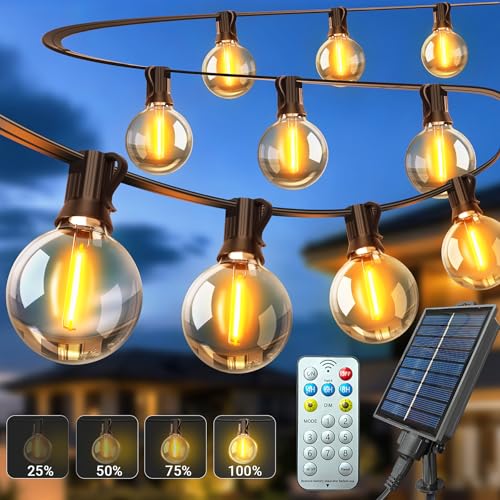 Detalle de ARKOCHIC guirnalda de luces exterior solar 7.5 m con 10+1 bombillas G40 LED y USB-C