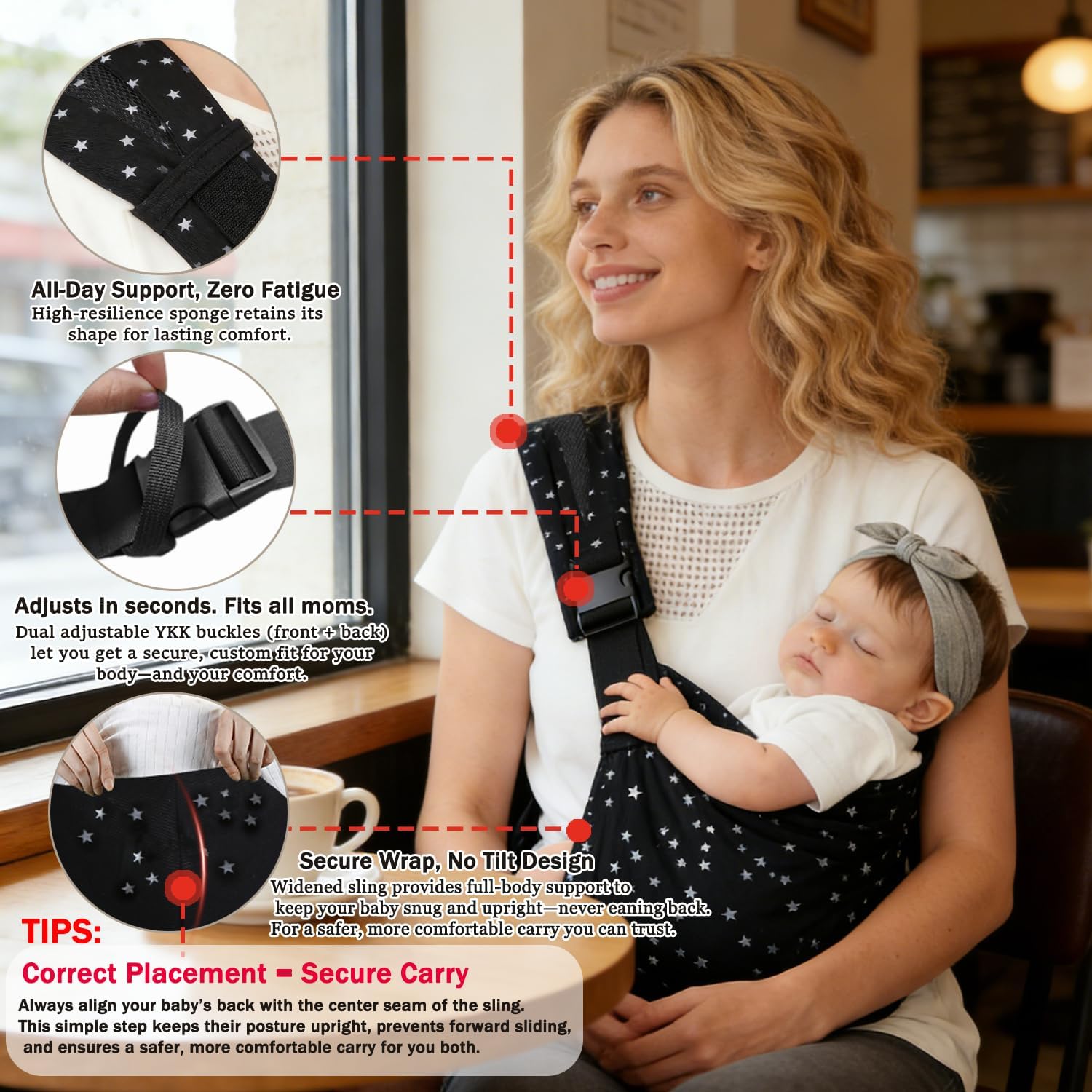 Detalle de Baby Sling Carrier | Adjustable Front & Back for 6 Months to 3 Years