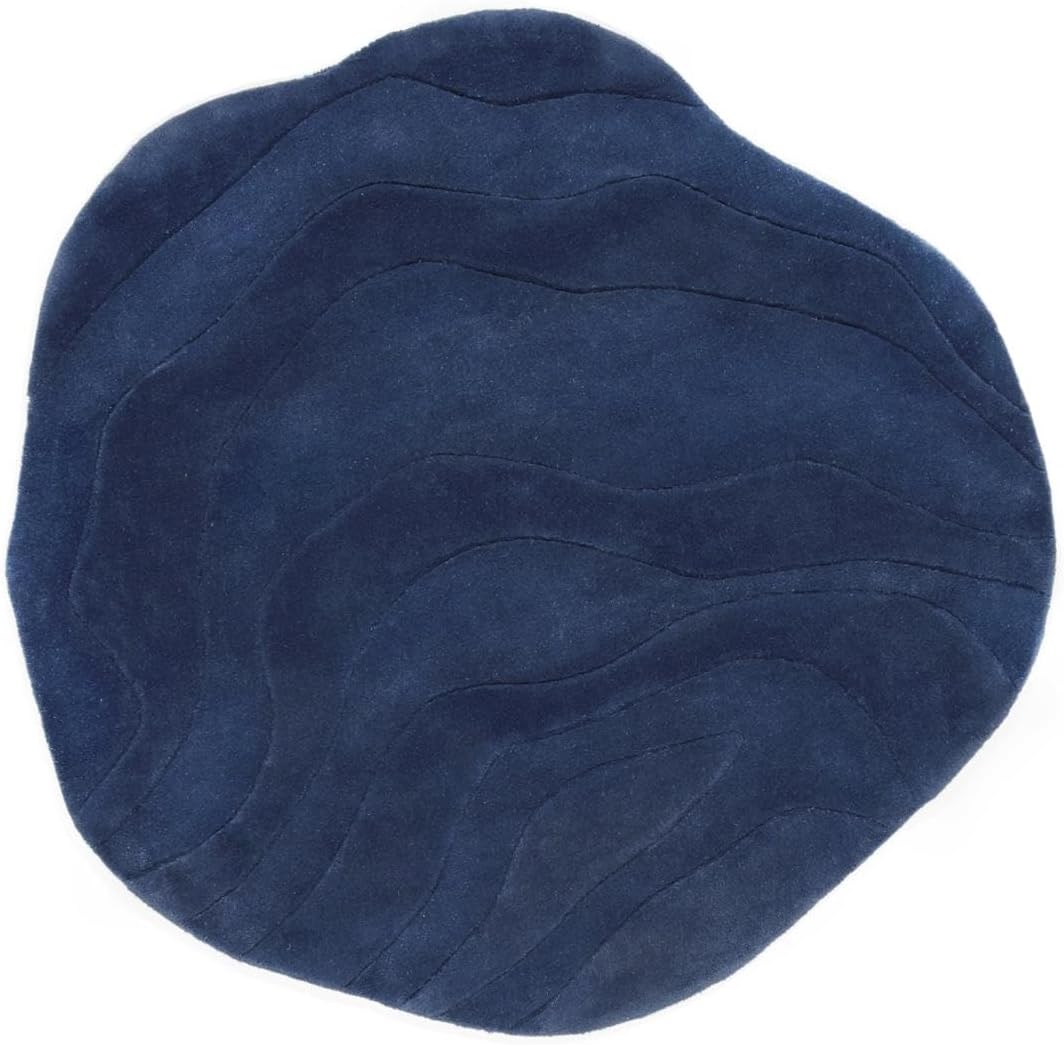 Detalle de RugVista Barba Rug, 250 x 250 cm, Blue, Medium Pile, Wool & Cotton