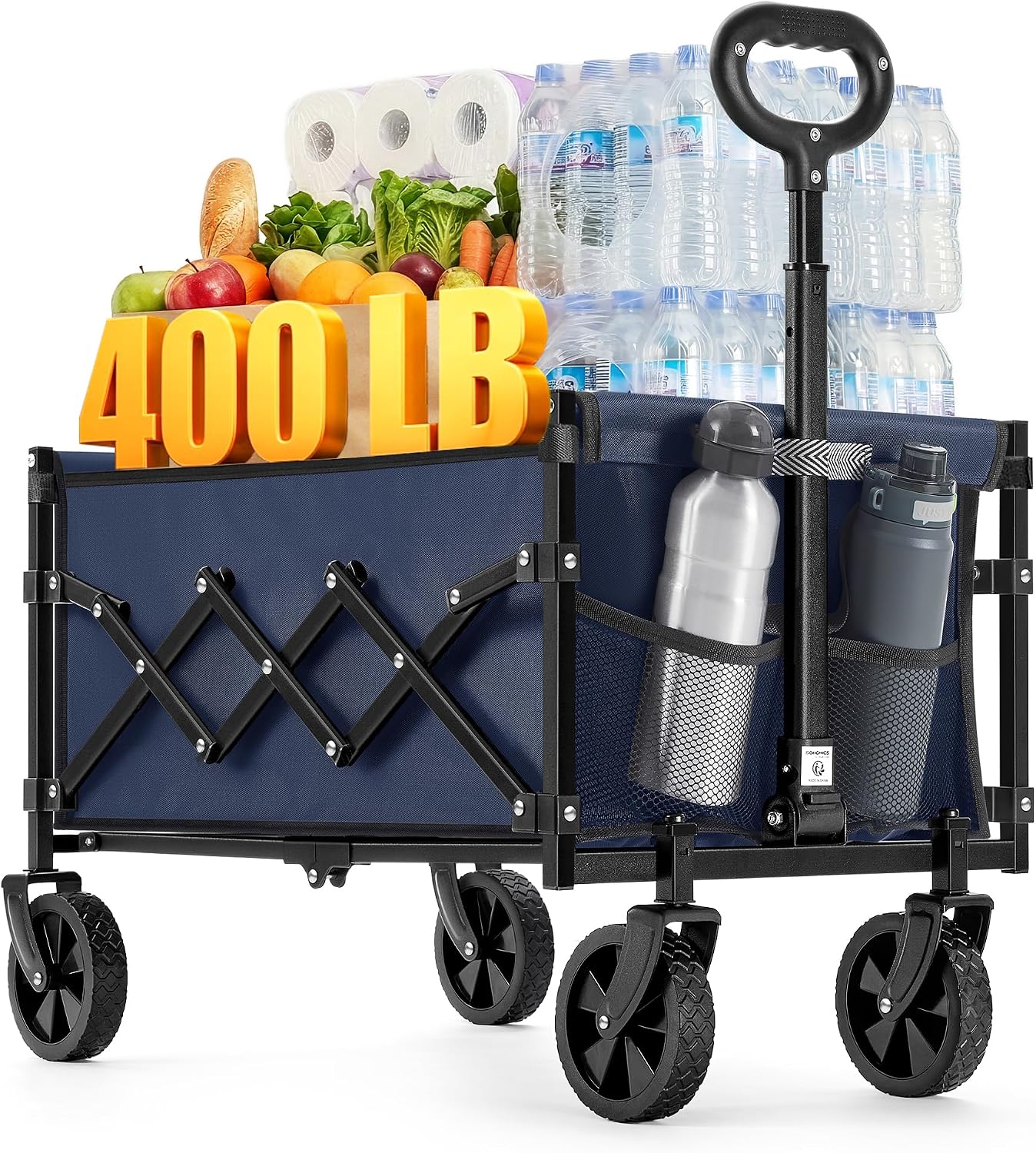 Detalle de SONGMICS UGFW909QE01 Folding Wagon, 90 L, 180 kg Capacity, Midnight Blue