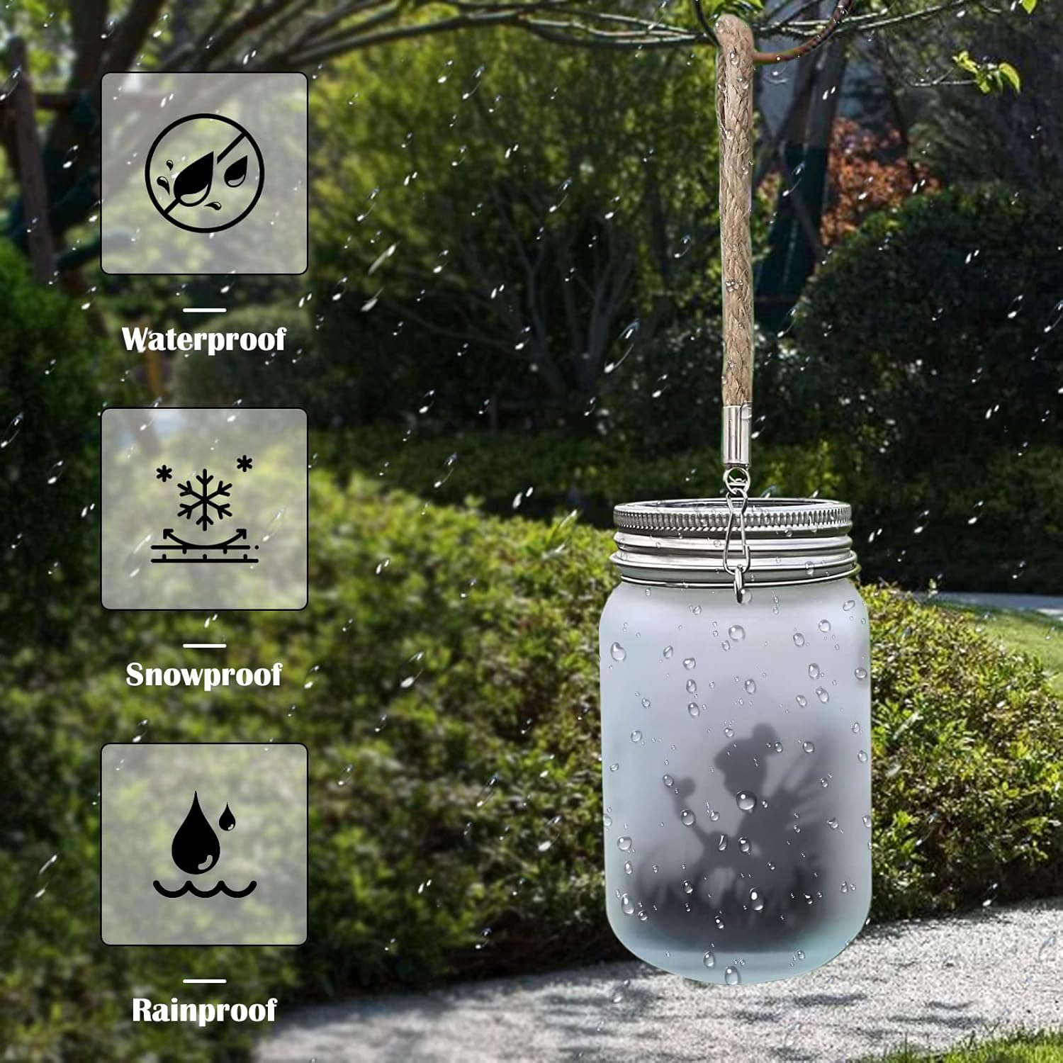 Thumbnail 5 de MLOQI 2 Hanging Solar Lanterns for Outdoor Garden — Fairy Mason Jar Lights