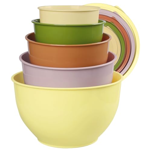 Detalle de Greentainer Rührschüssel-Set mit Deckeln, 5 Größen, stapelbar und BPA-frei