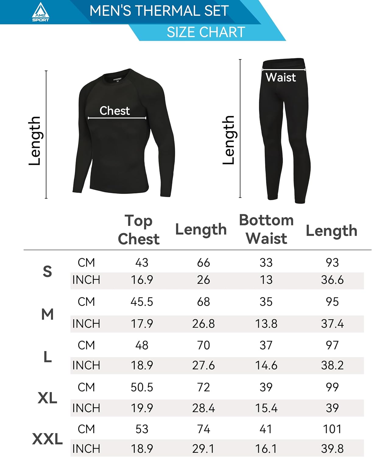 Thumbnail 6 de AMZSPORT Men’s Thermal Base Layer Set (Warm Fleece Lined) Long Johns & Long Sleeve Top